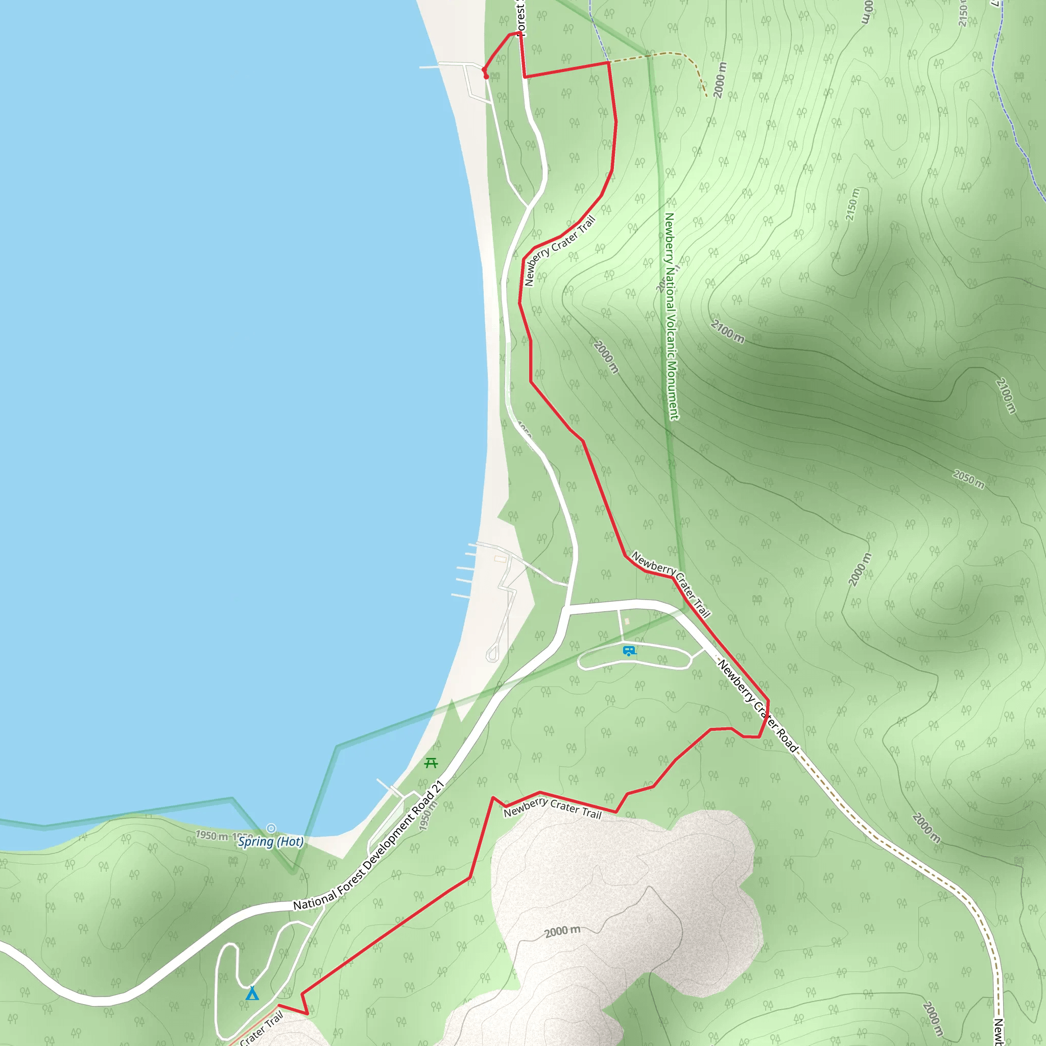 Hot Springs Campground via Newberry Crater Trail mobile static map