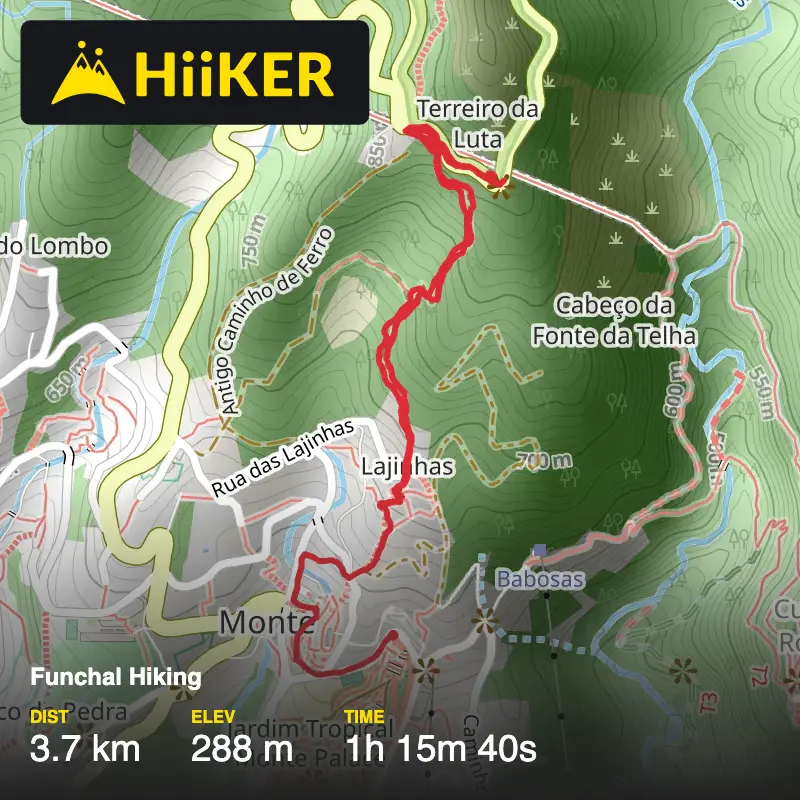 A map preview of the recording Funchal Hiking.