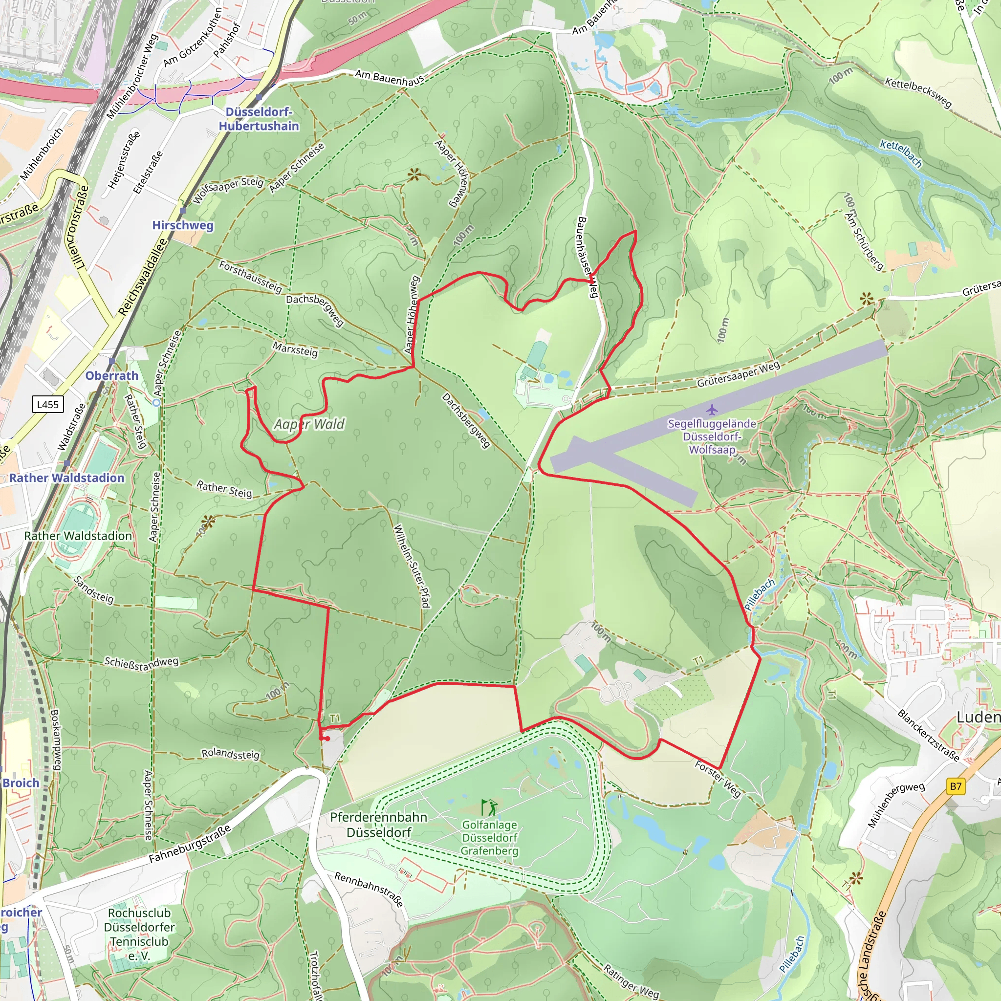 Aaper Wld via Aaper Hoehenweg and Am Wackerzapf mobile static map
