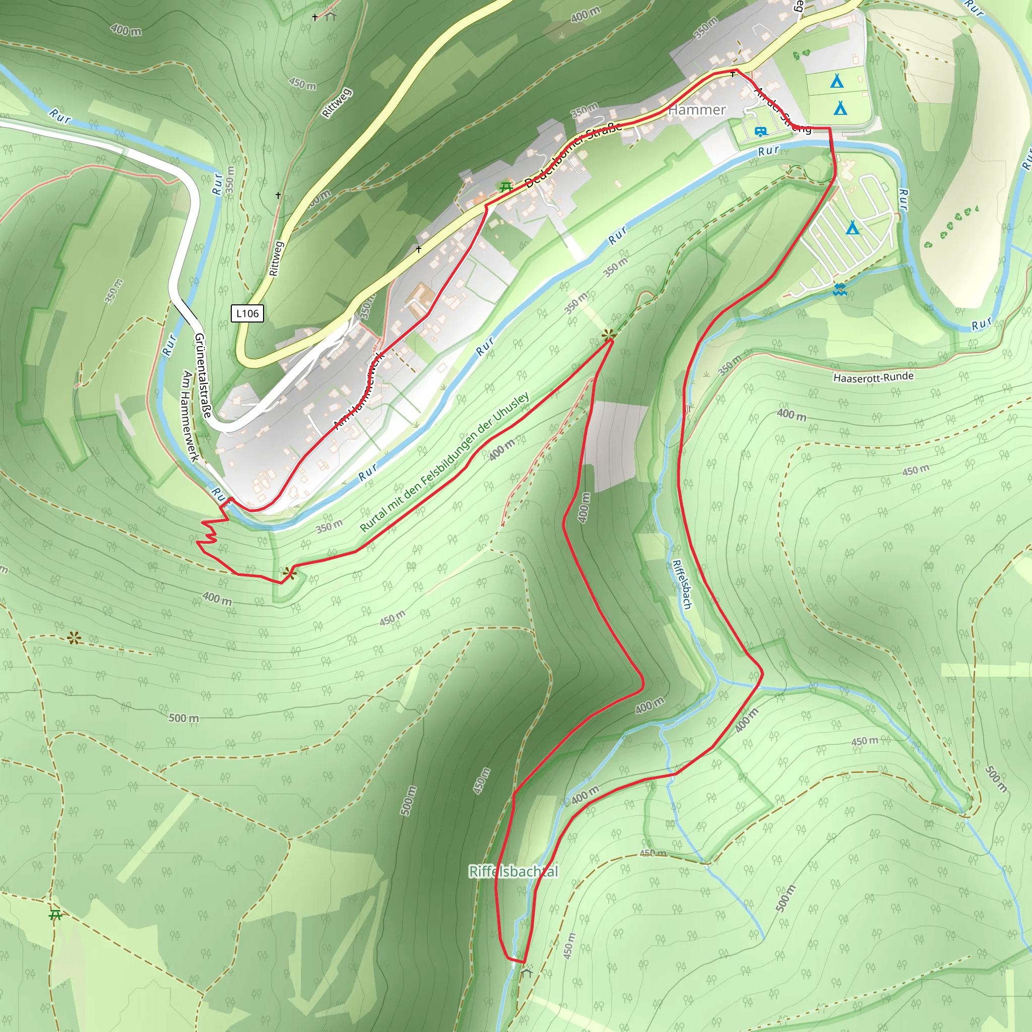Riffelsbach via Eifelsteig and Dorfrundgand Hammer mobile static map