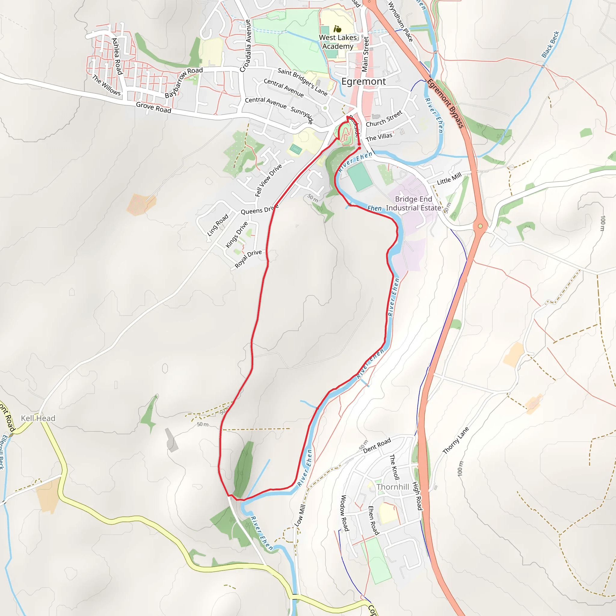 Egremont Castle and River Ehen mobile static map