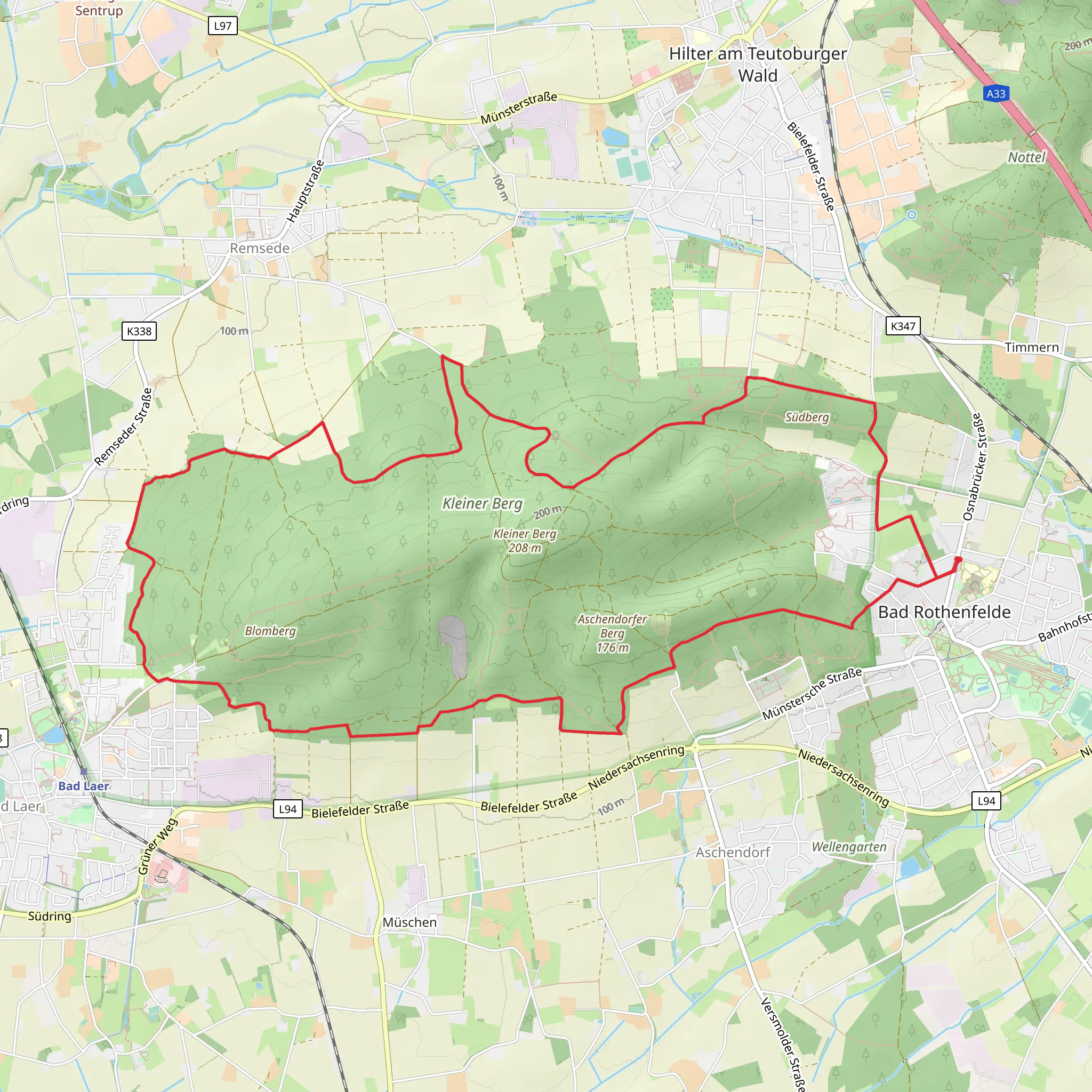Kurterrainweg and Erlebnispfad Kleiner Berg mobile static map