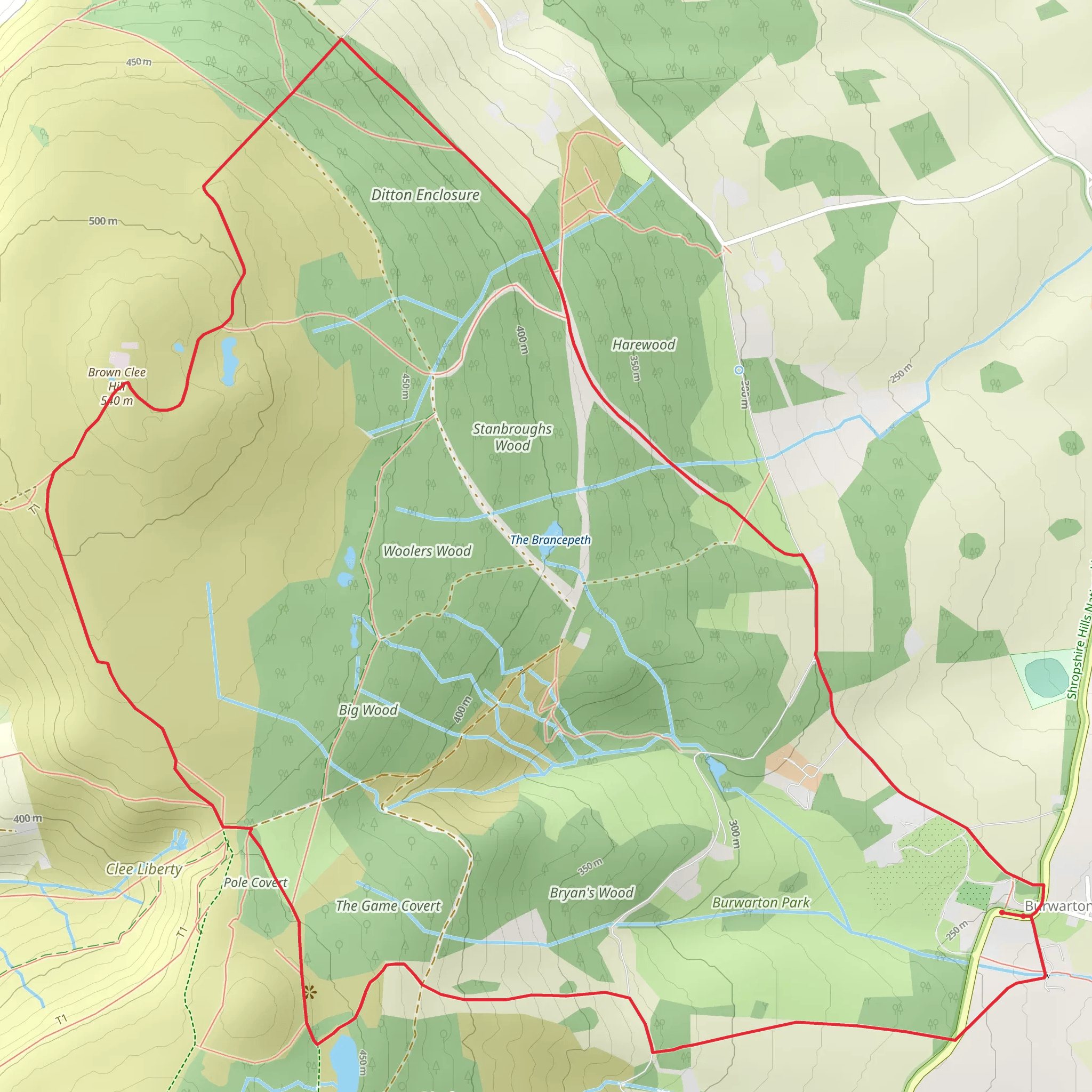Brown Clee Hill Loop mobile static map