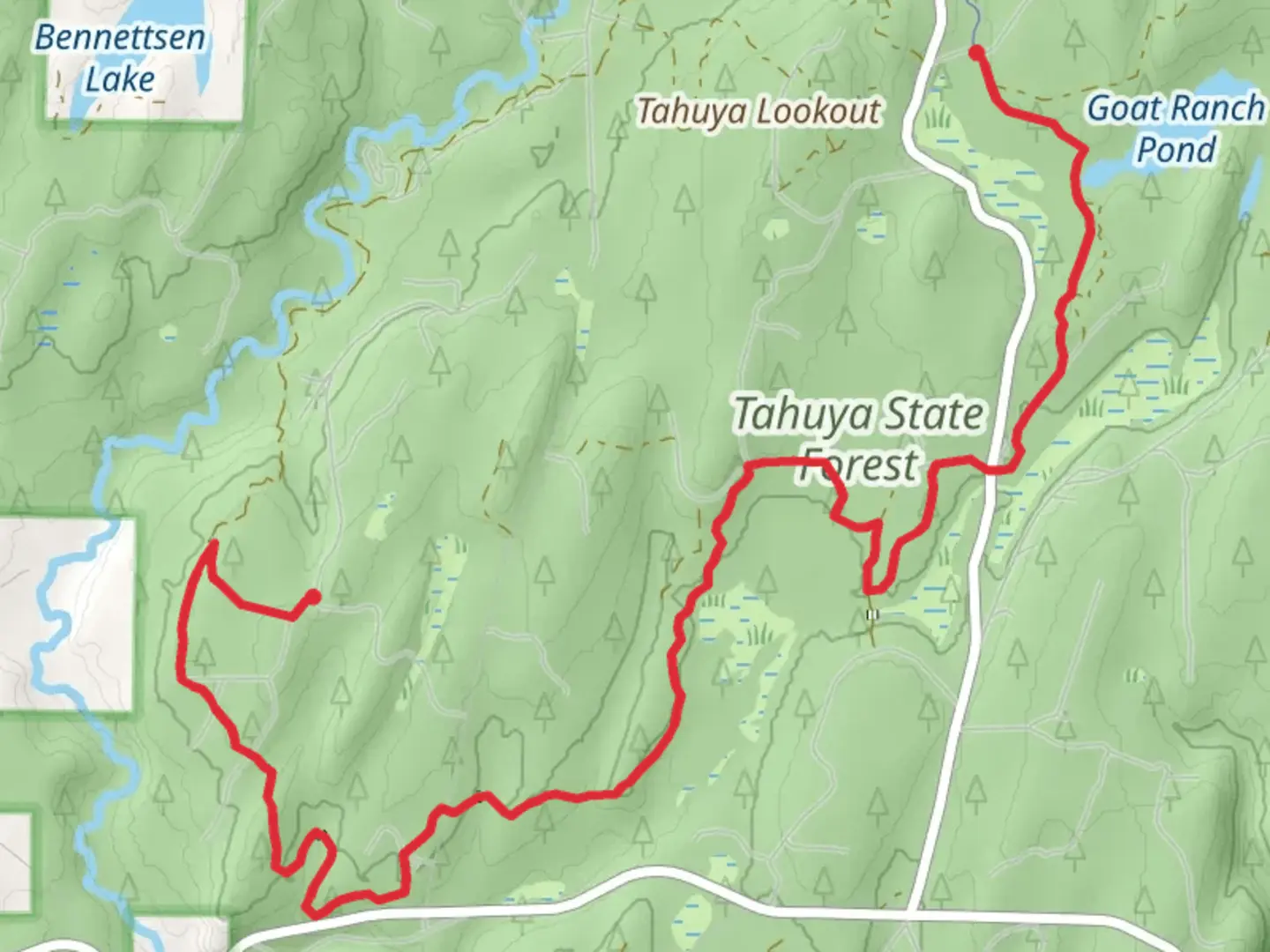 An image depicting the trail Tahuya River and Tahuya River Staging Trail and its surrounding area.