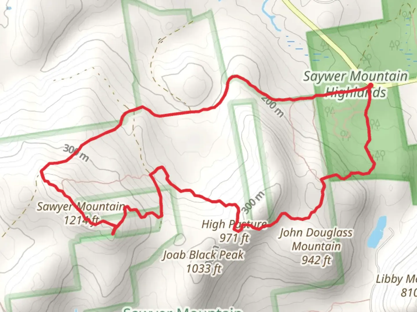 An image depicting the trail Sawyer Mountain Loop via Sherwood Libby Trail and its surrounding area.