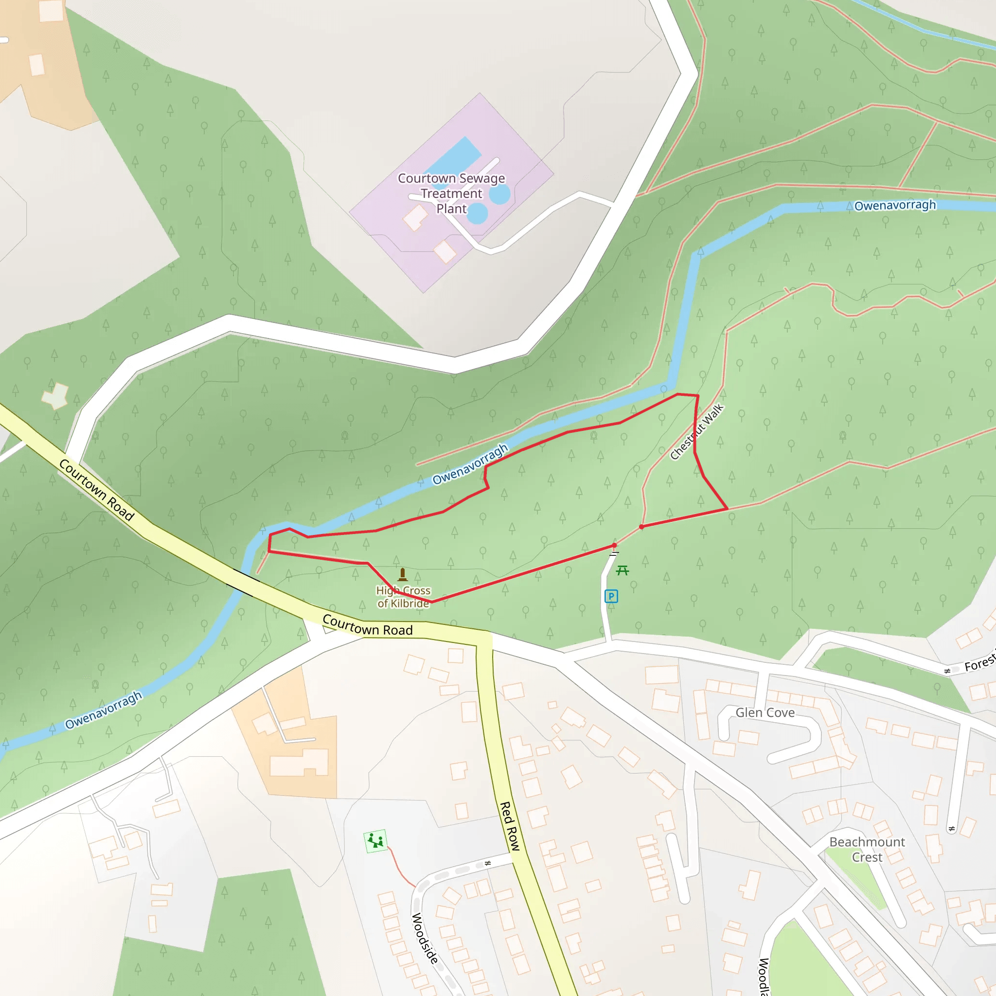 Courtown Woods Trails - High Cross Walk mobile static map