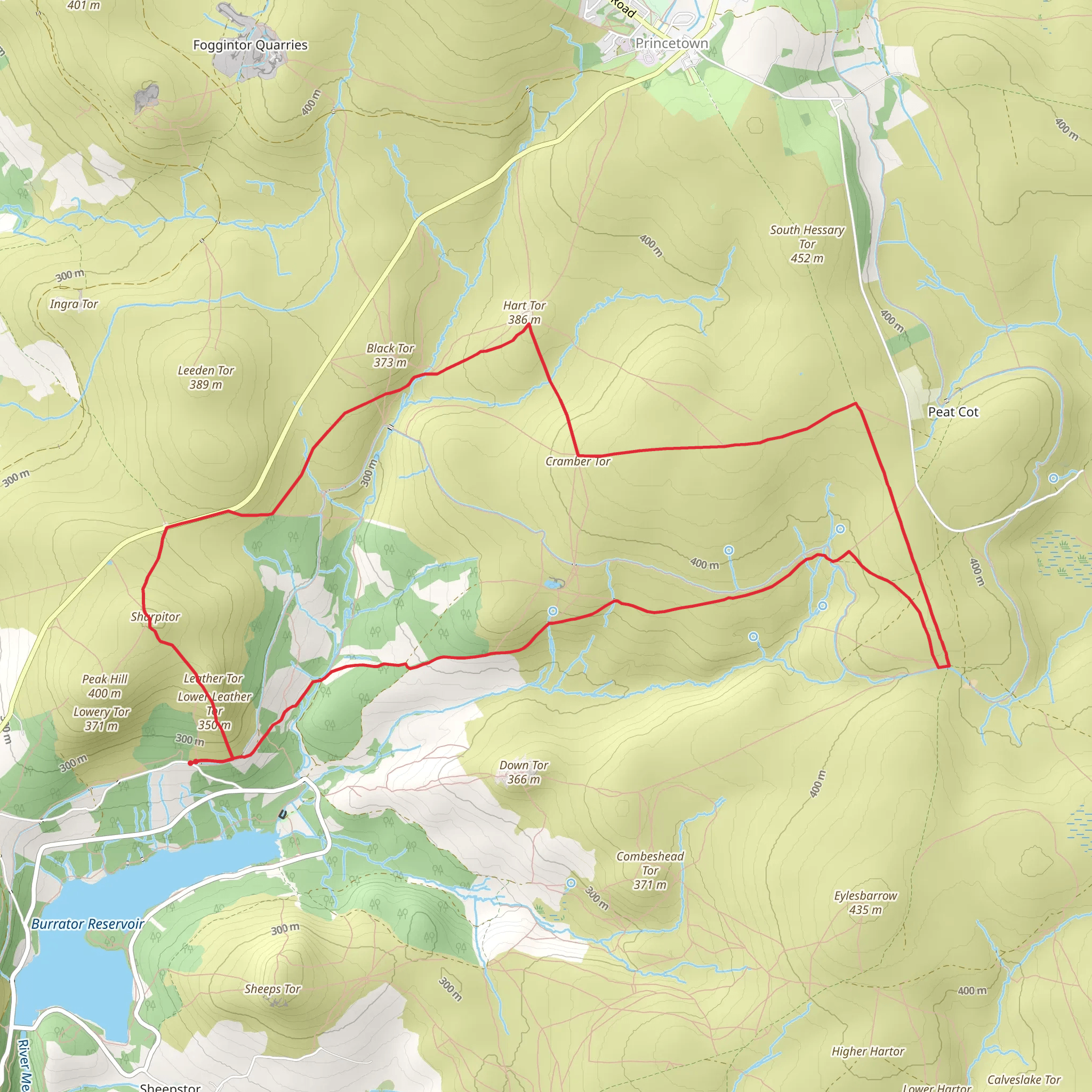 Cross Gate to Nuns Cross via Leather Tor mobile static map