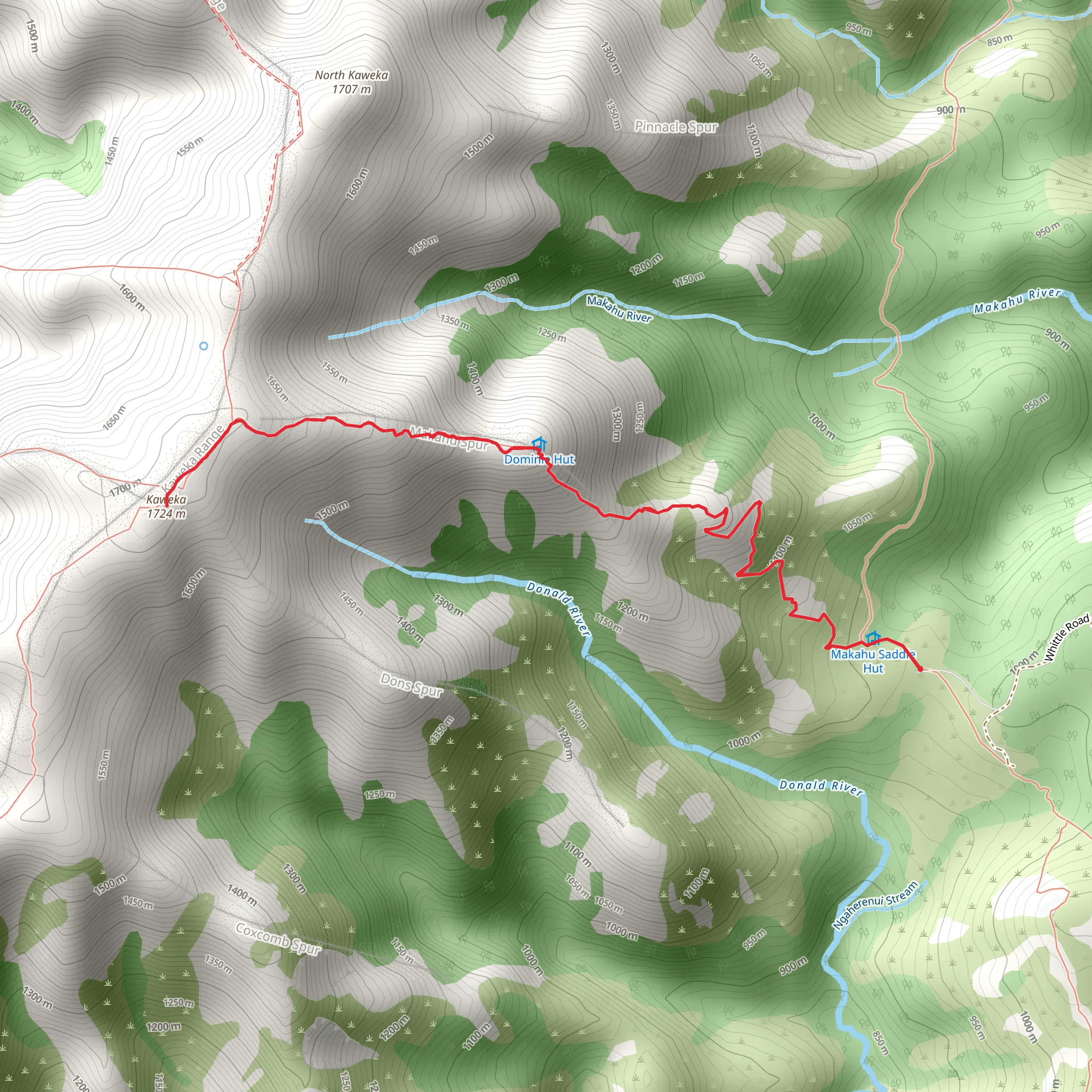 Kaweka J Summit Track mobile static map