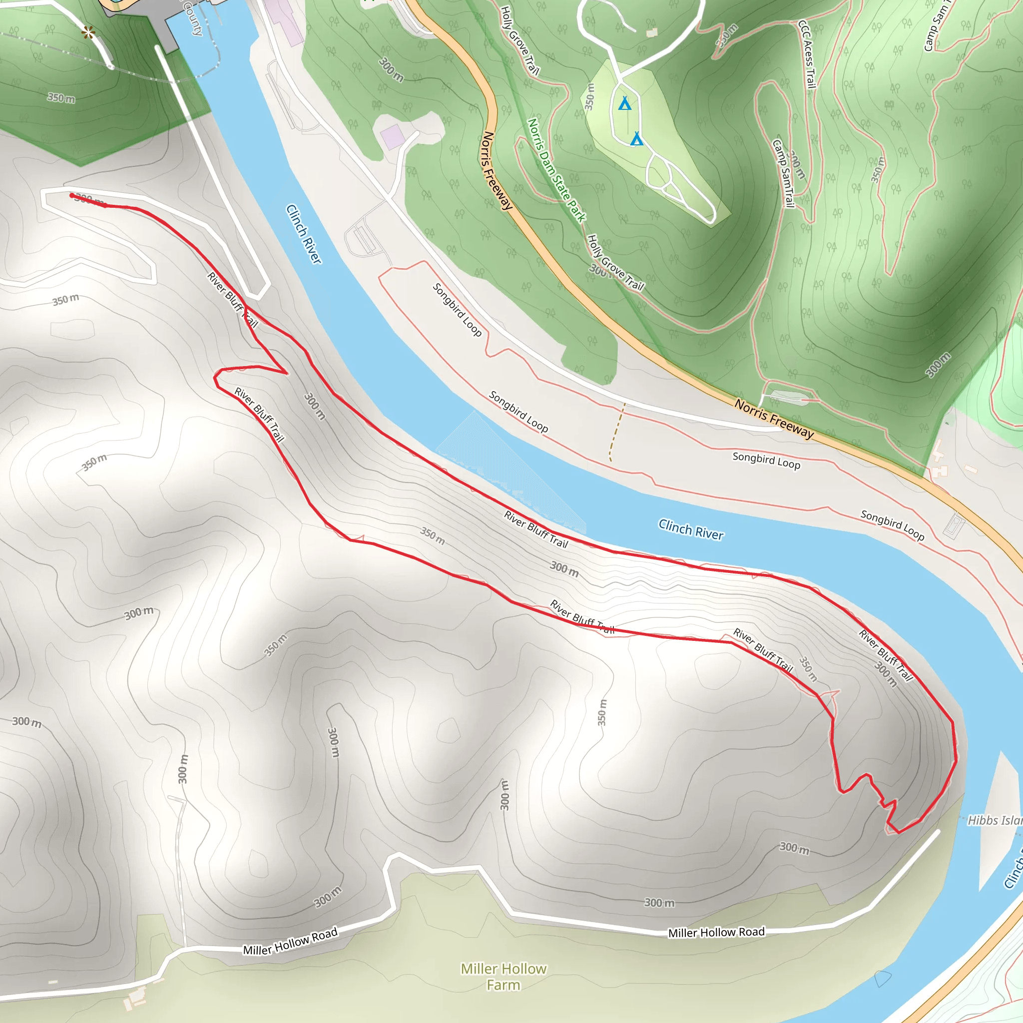 River Bluff Loop Trail mobile static map