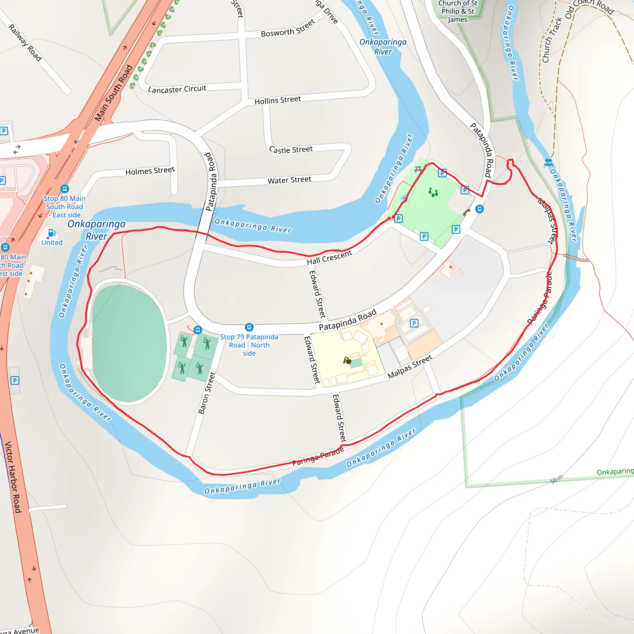 Old Noarlunga Riverbank Walking Loop Track mobile static map