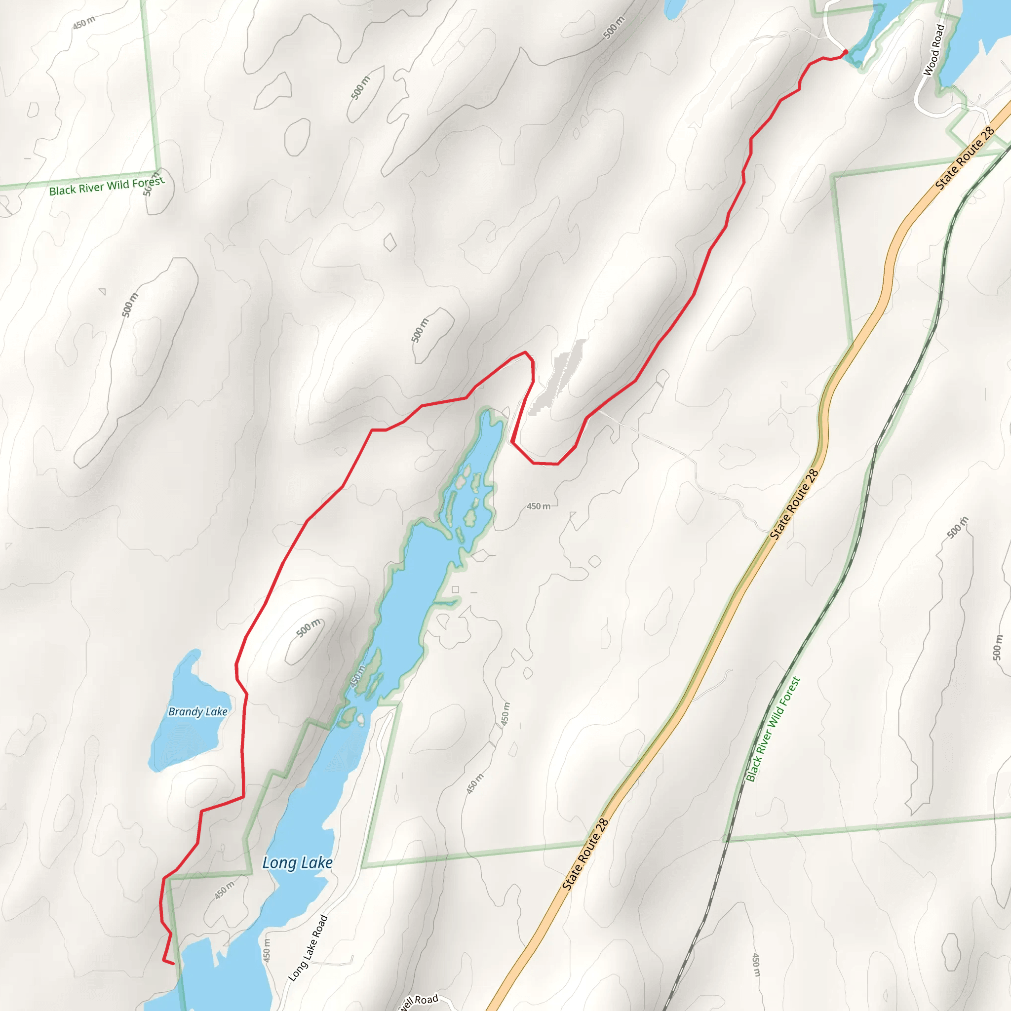 Long Lake and Brandy Lake Trail via Otter Lake mobile static map