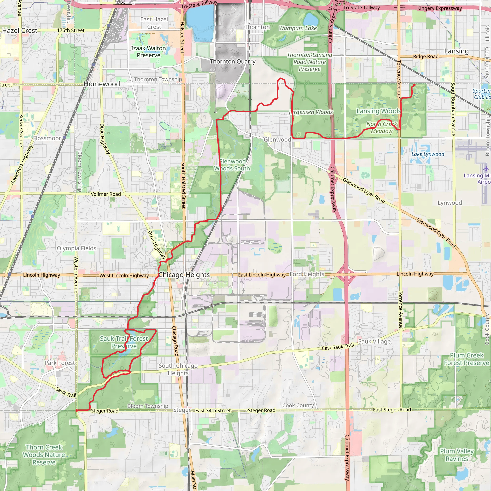 Thorn Creek Trail mobile static map