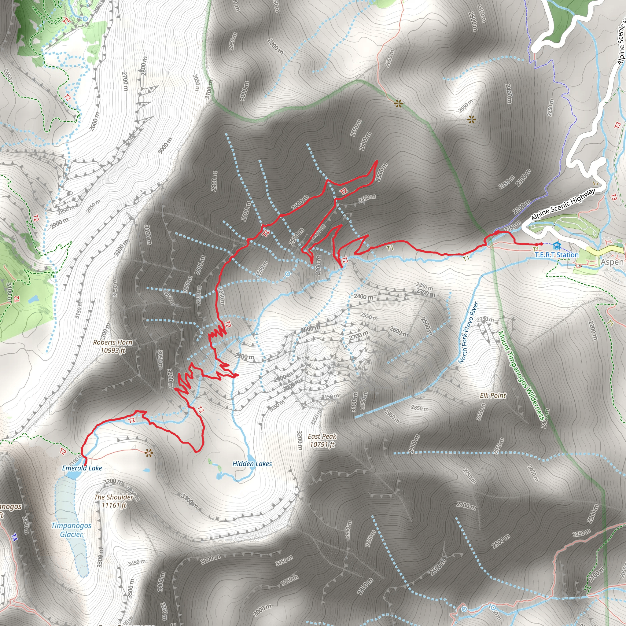 Emerald Lake via Mount Timpanogos Trail mobile static map