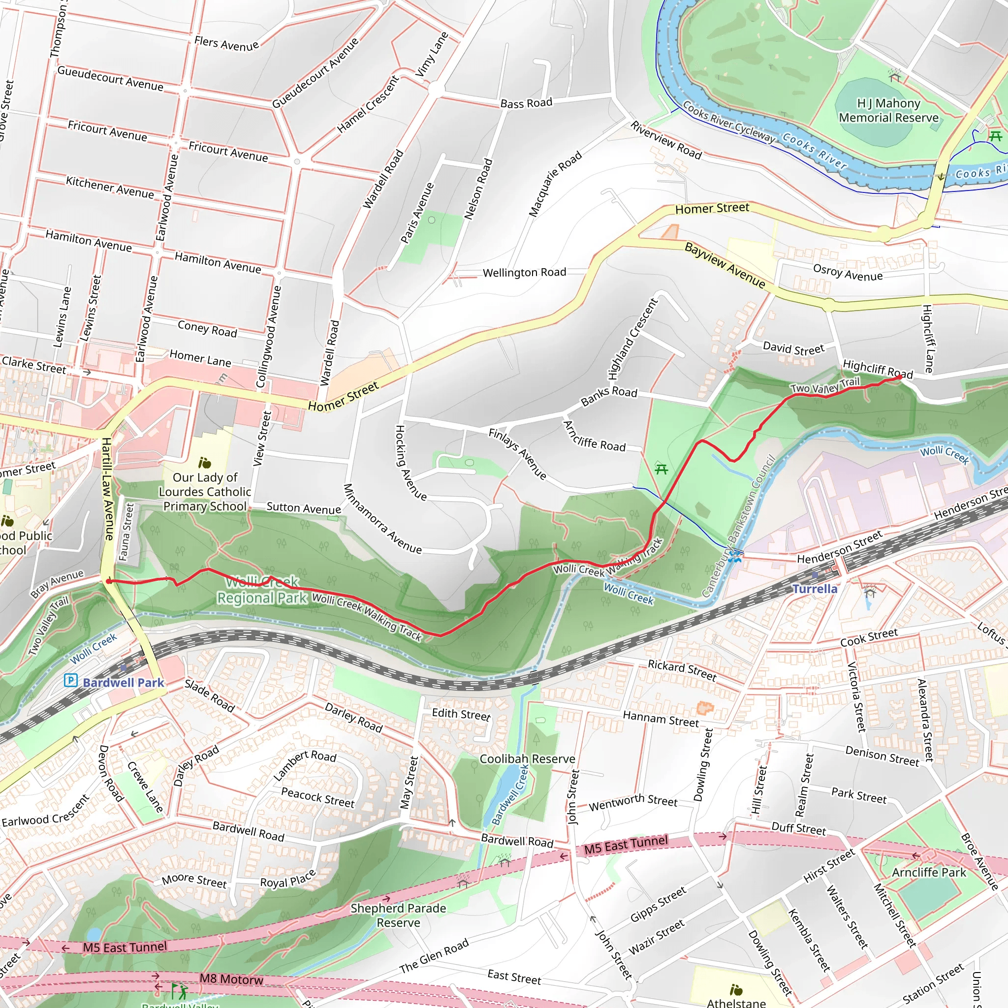 Wolli Creek Track mobile static map