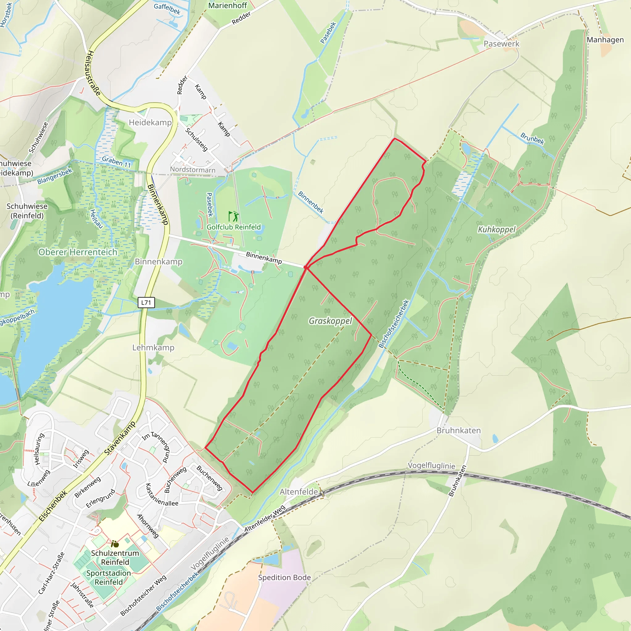 Altenfelde and Graskoppel Loop via Binnenkamp mobile static map