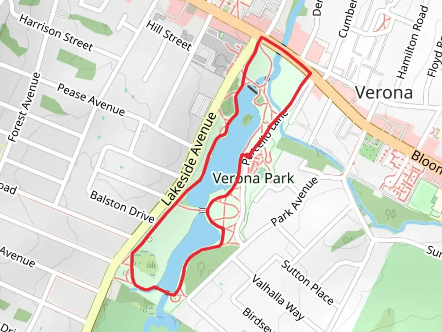 An image depicting the trail Verona Lake Loop and its surrounding area.