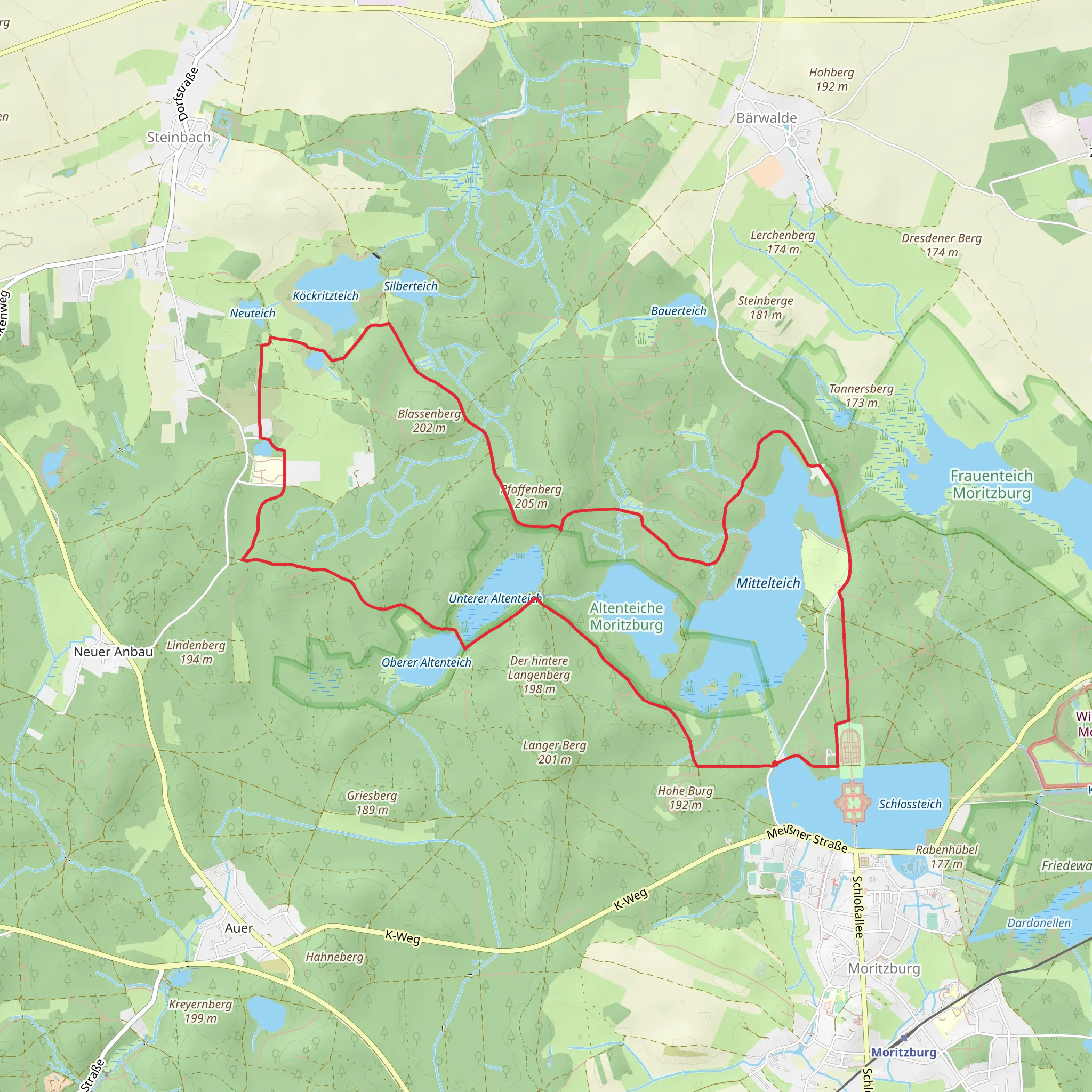 Mittelteich and Unterer Altenteich via Teiche Rundweg mobile static map
