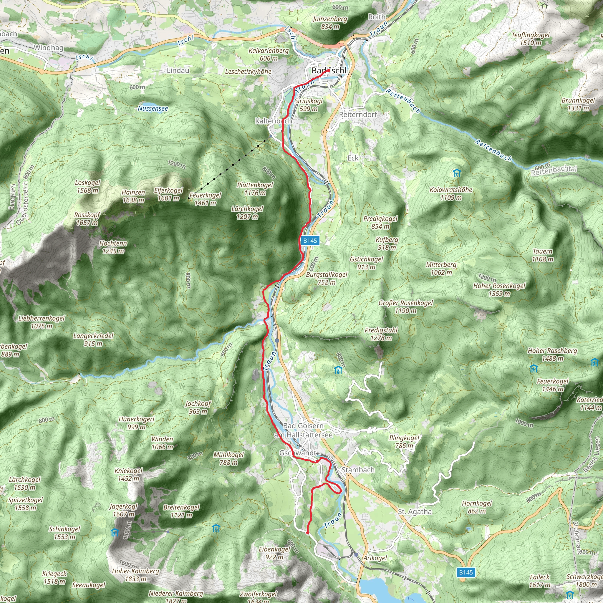 Bad Ischl to Steeg mobile static map