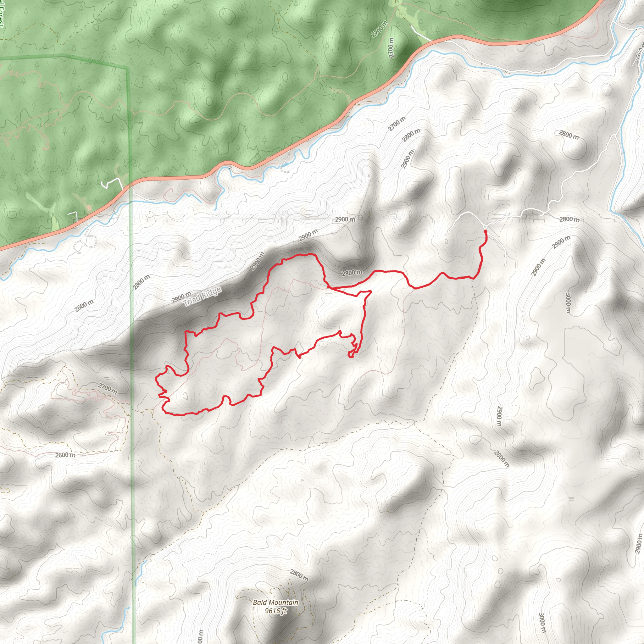 Triad Ridge Single Loop Trail mobile static map