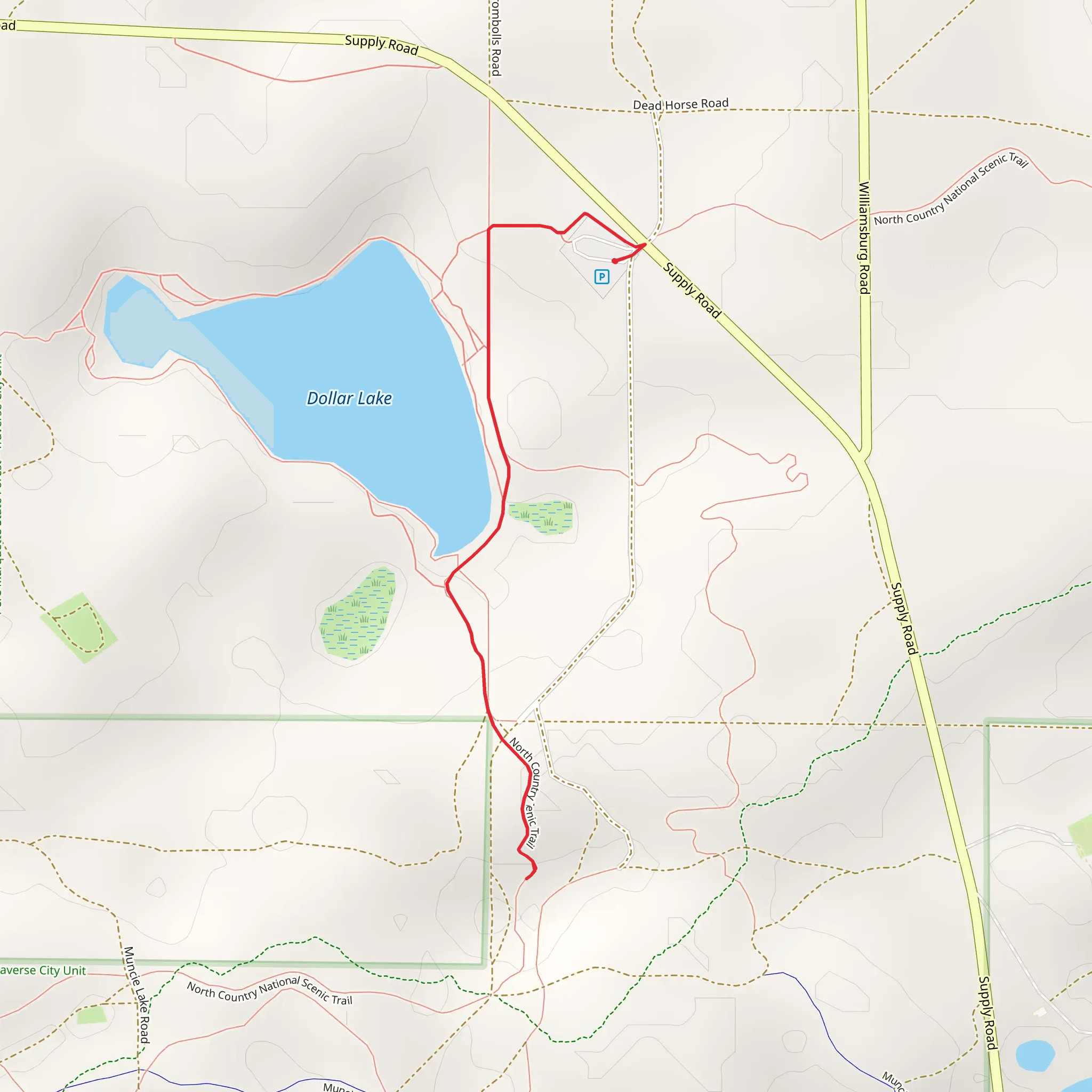 Dollar Lake and North Country Trail mobile static map