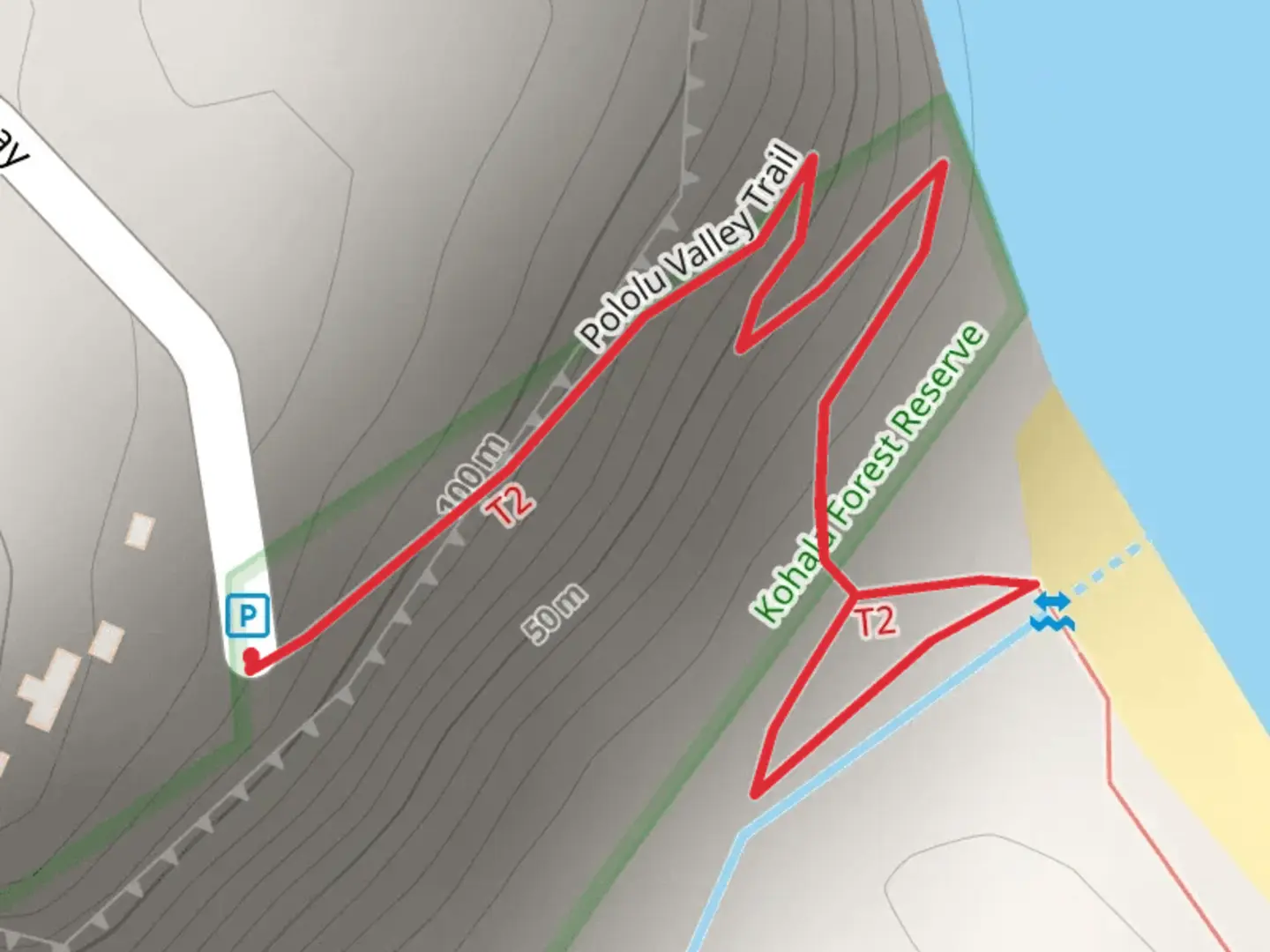 An image depicting the trail Akoni Pule Highway Trail and its surrounding area.