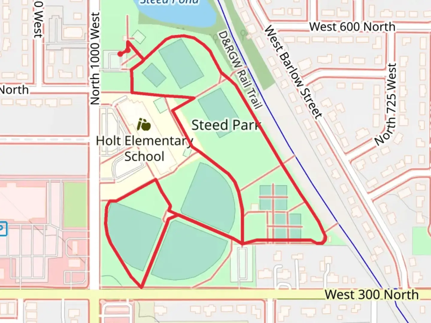 An image depicting the trail Steed Park Loop and its surrounding area.