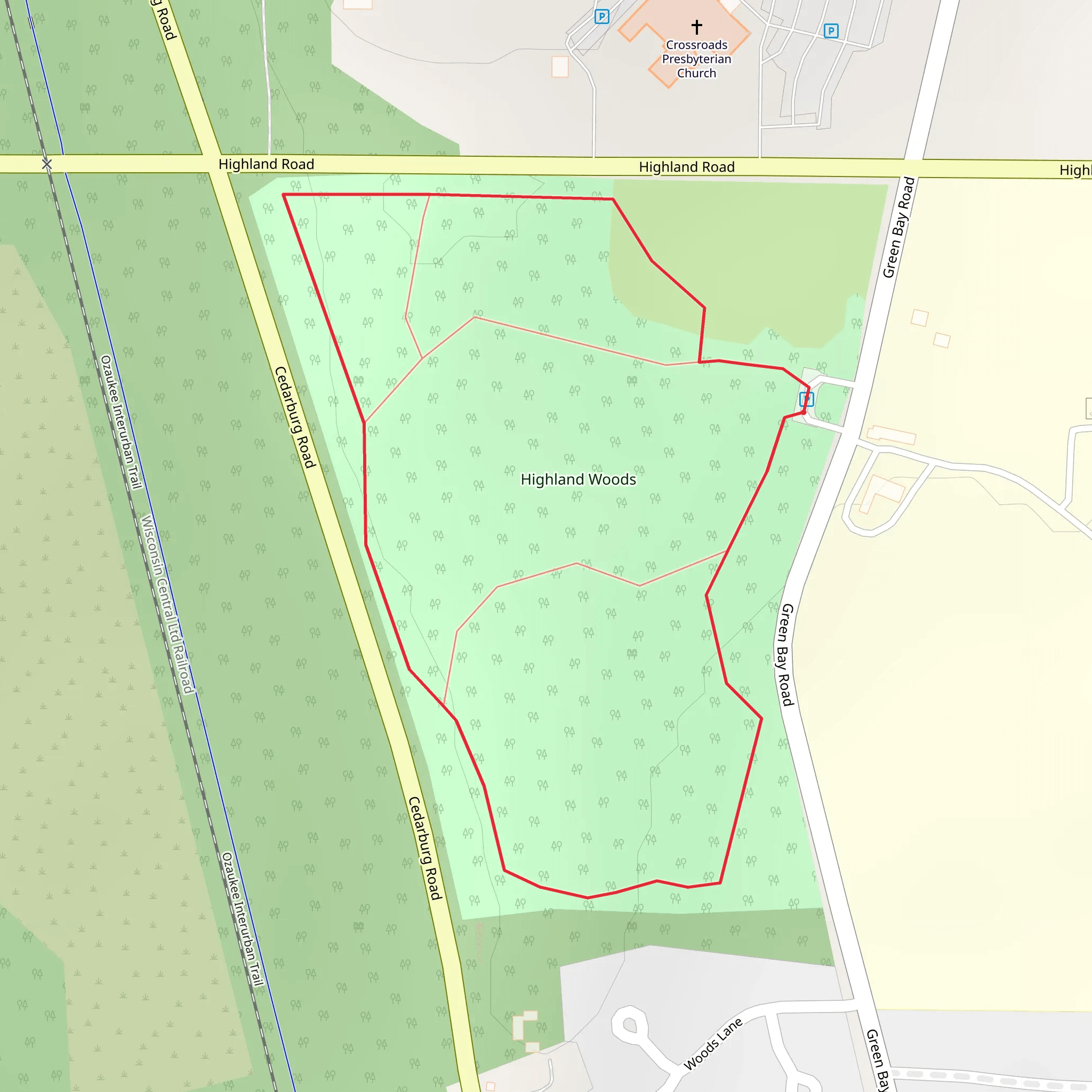 Highland Woods Loop mobile static map