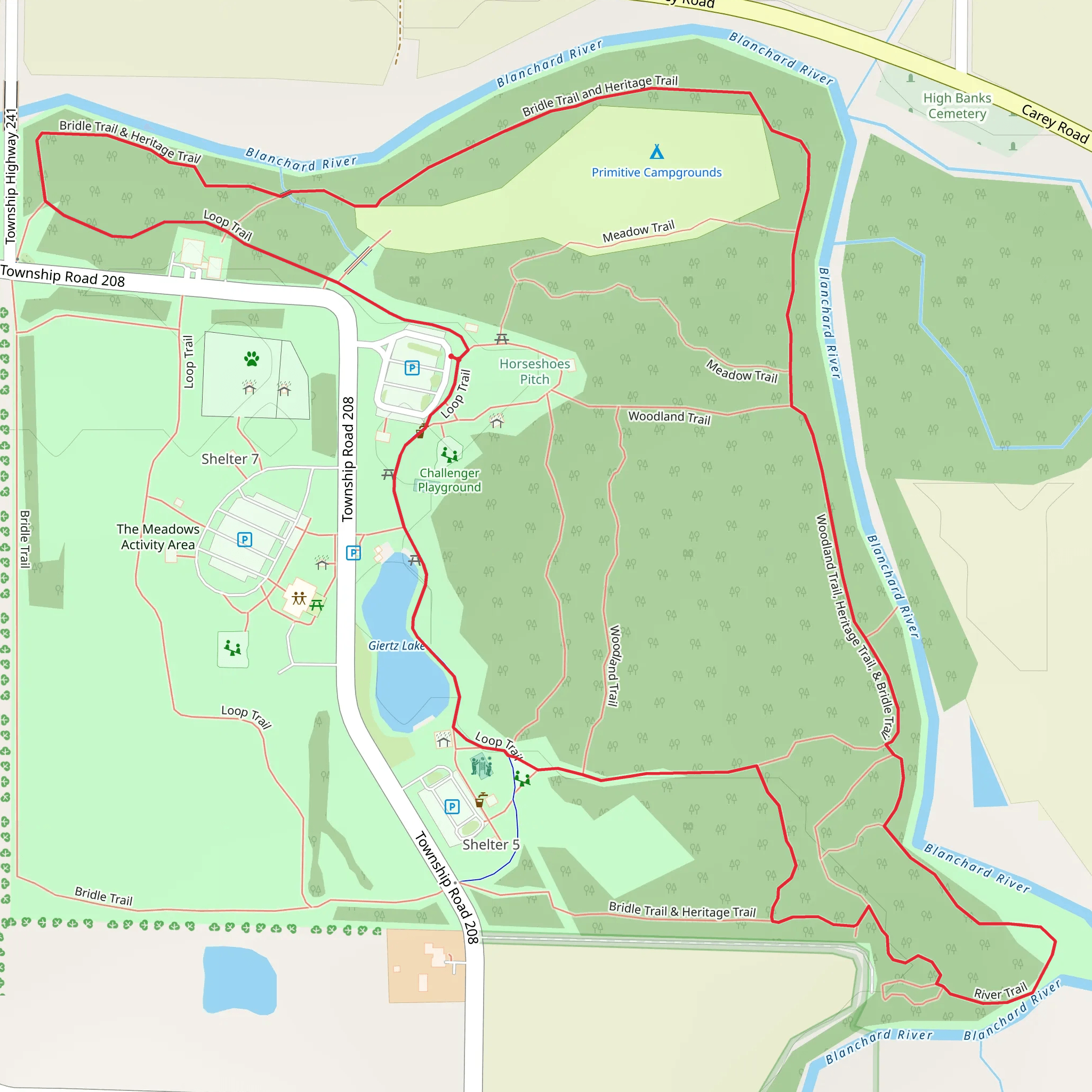 Bridle Trail and Heritage Trail - Woodland Loop Trail mobile static map