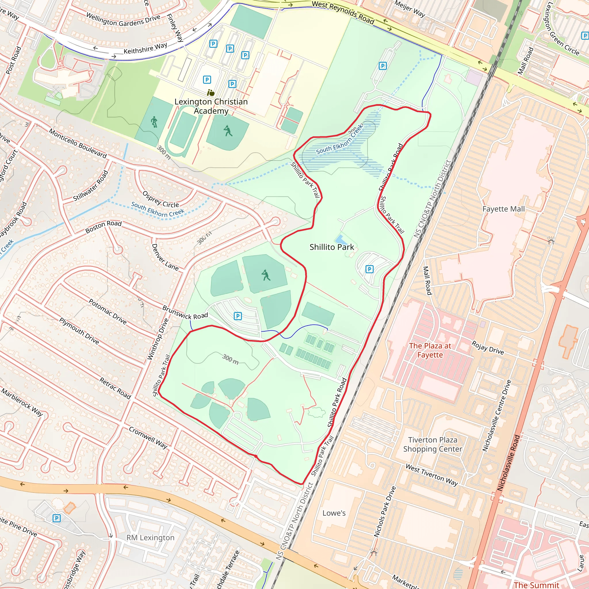 Shillito Park Loop Trail mobile static map