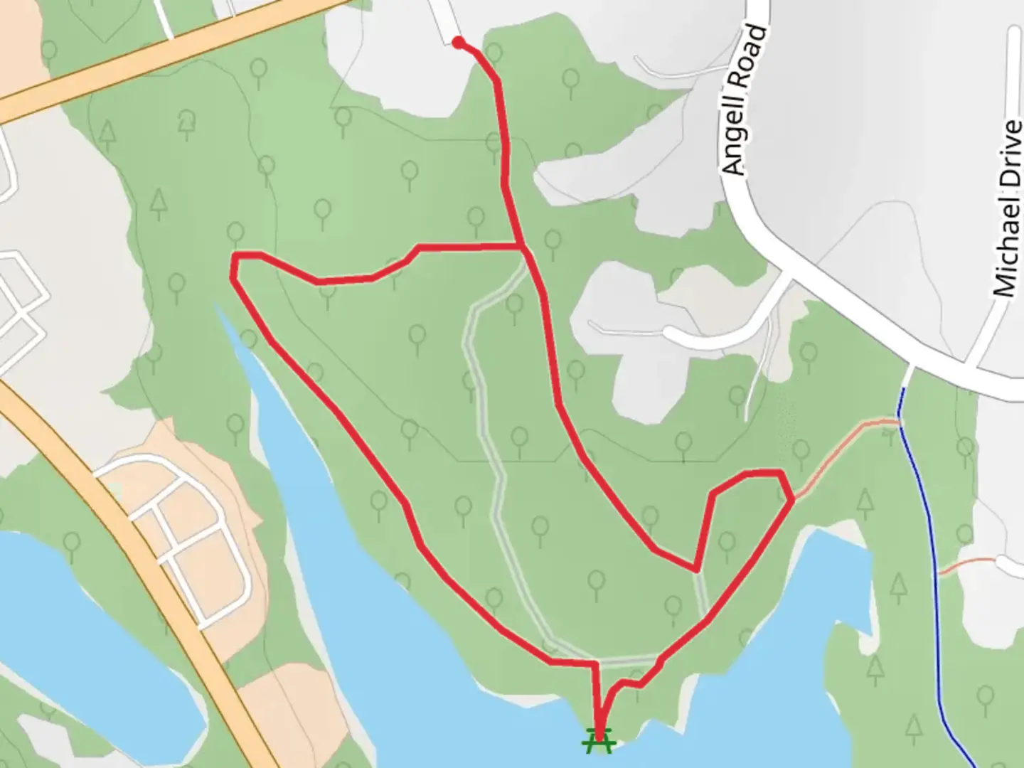 An image depicting the trail Twin River Road Loop and its surrounding area.