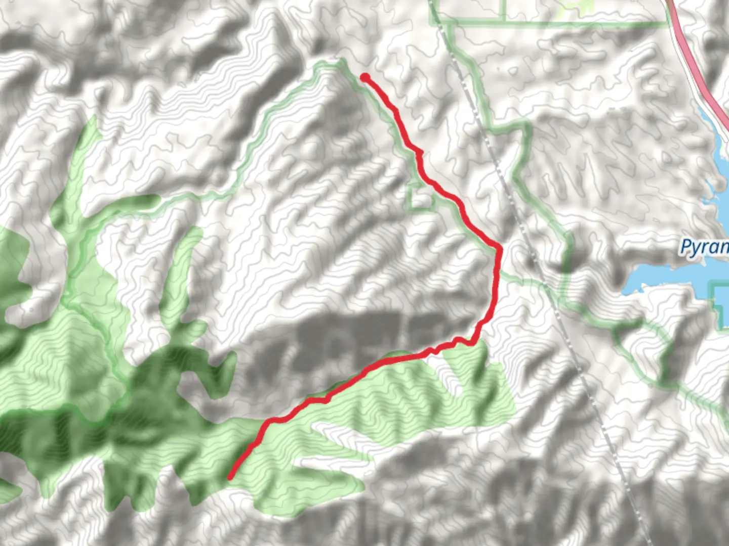 An image depicting the trail Piru Creek and Buck Creek Trail and its surrounding area.