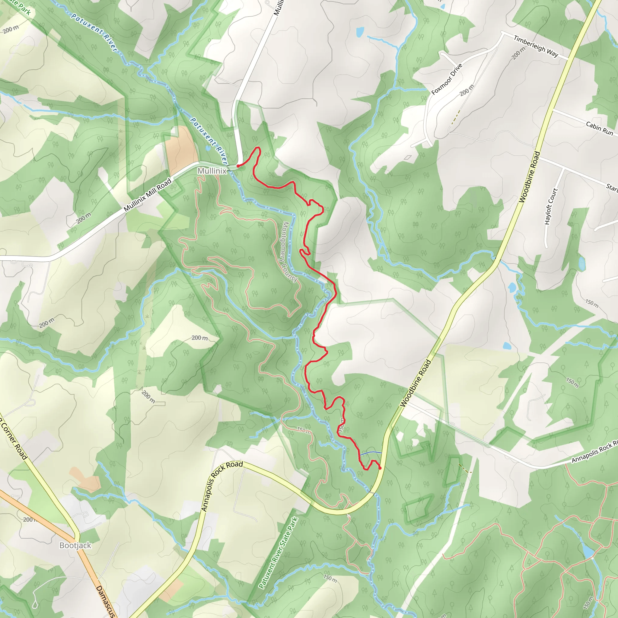 Split Rock and Patuxent Howard County Trail mobile static map