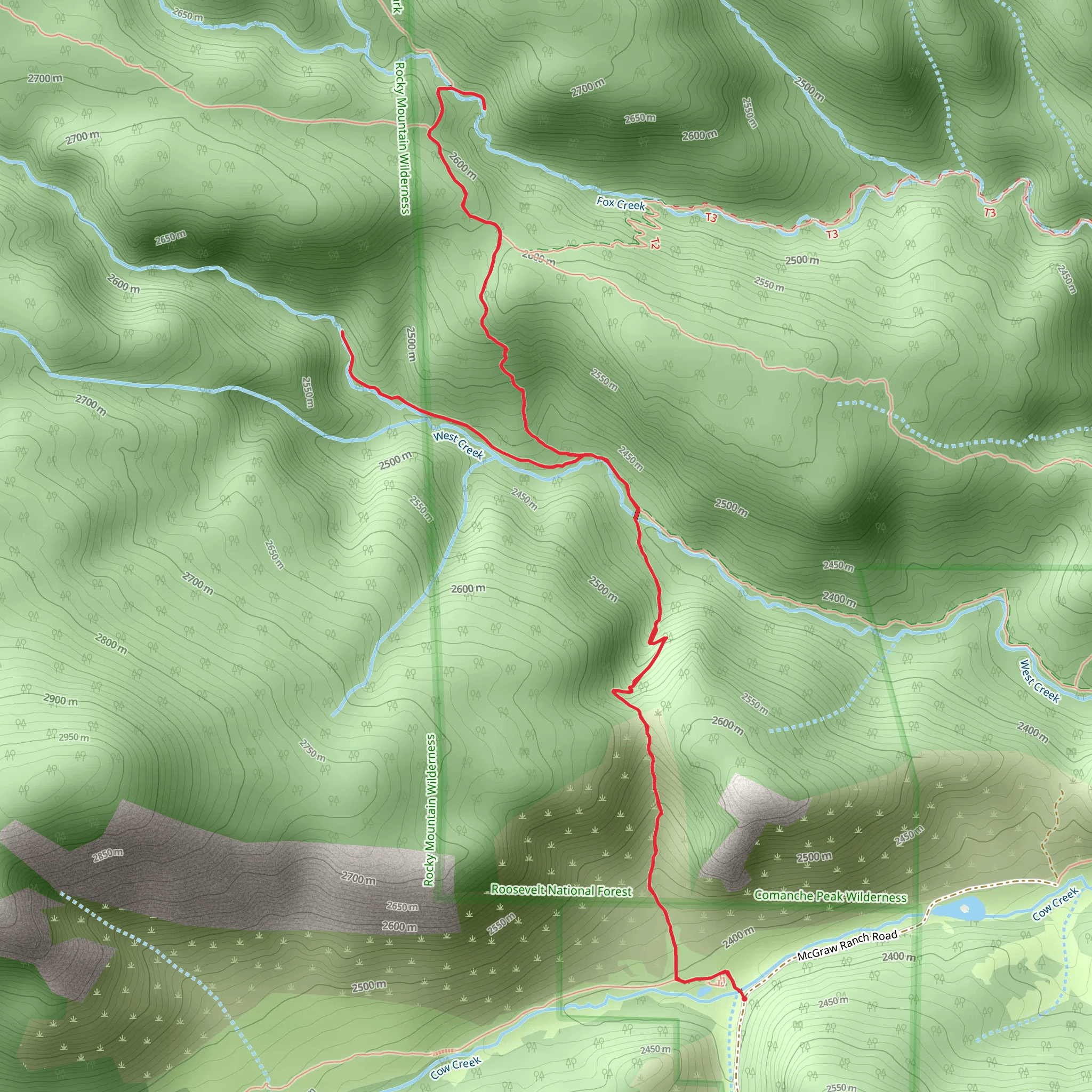 West Creek Falls and North Boundary Trail mobile static map