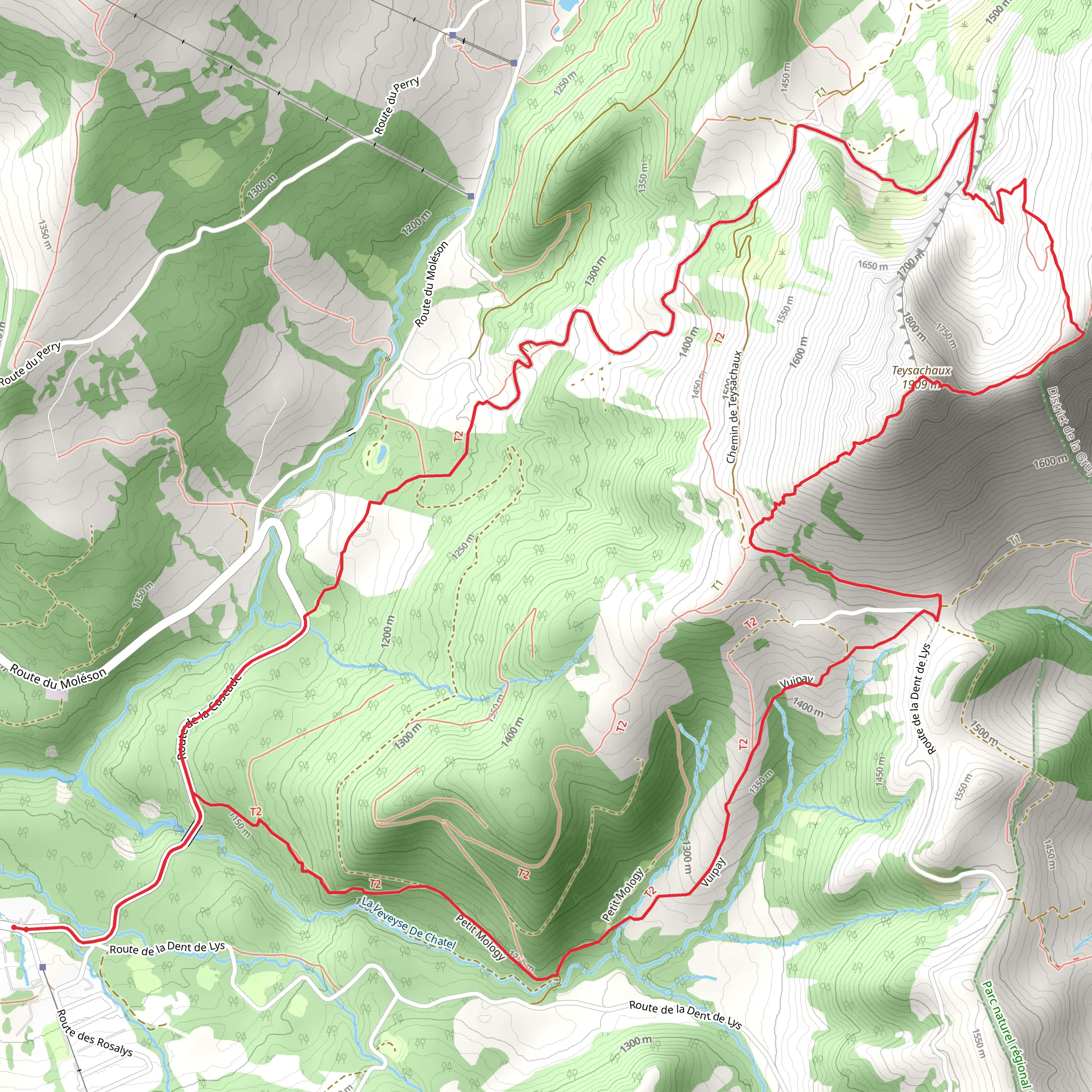 Teysachaux Peak Loop Trail mobile static map