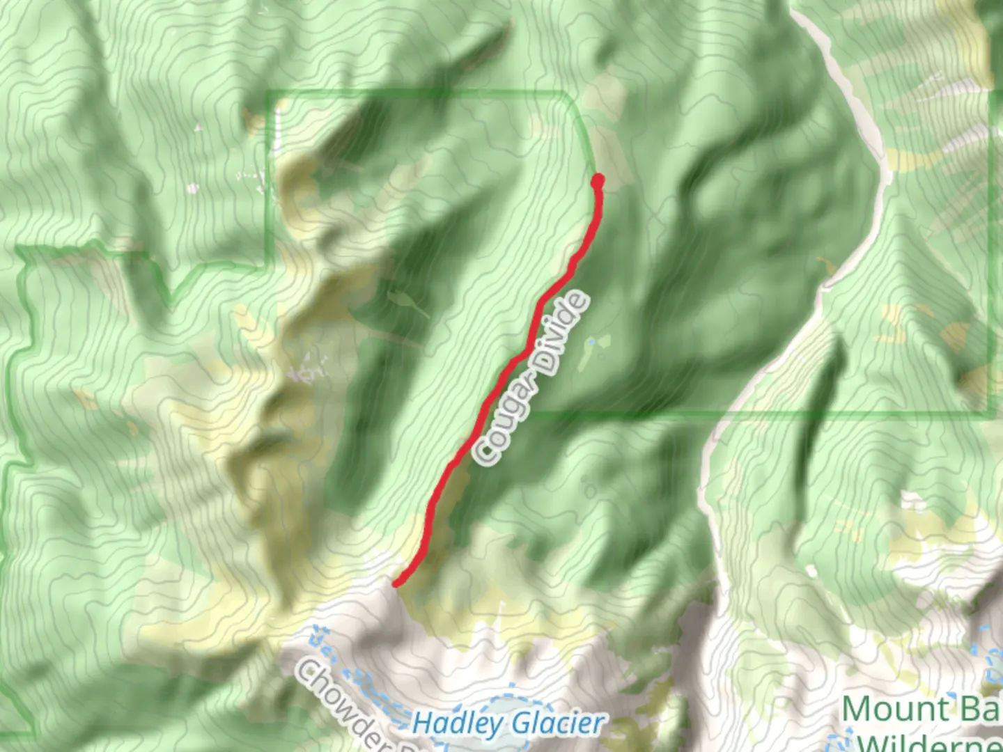 An image depicting the trail Cougar Divide Trail and its surrounding area.