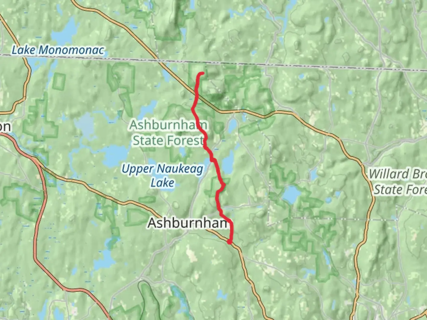 An image depicting the trail Nutting Hill via Midstate Trail - Blackburn Village and its surrounding area.