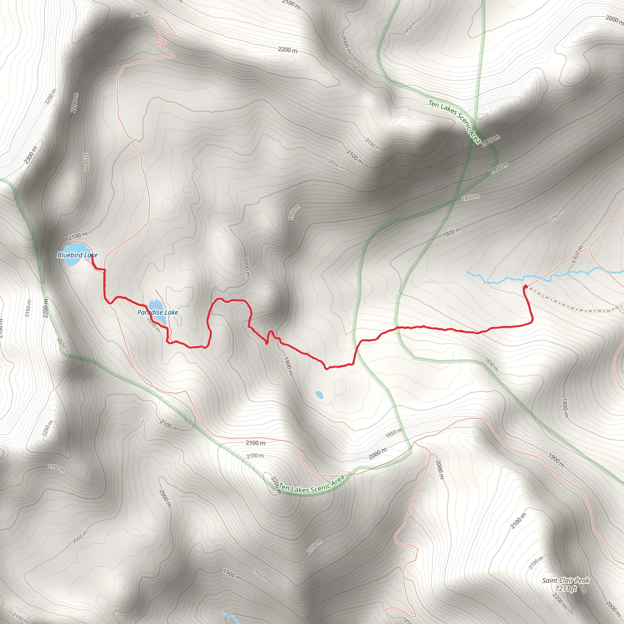 Paradise Lake and Bluebird Lake Trail mobile static map