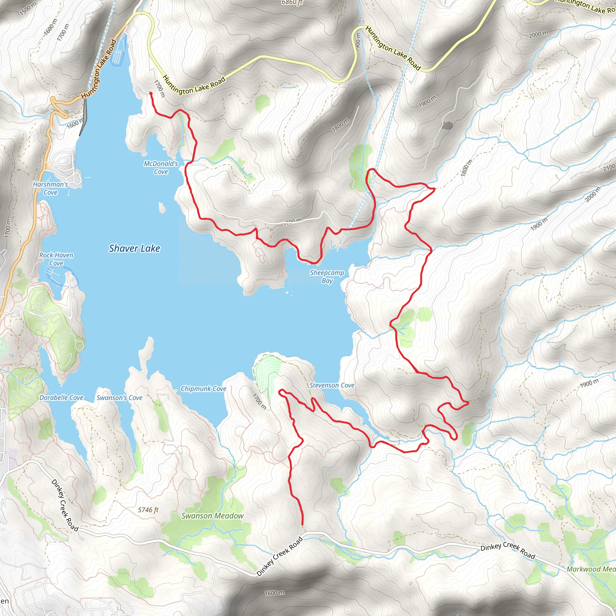 Shaver Lake East Shore Walk mobile static map