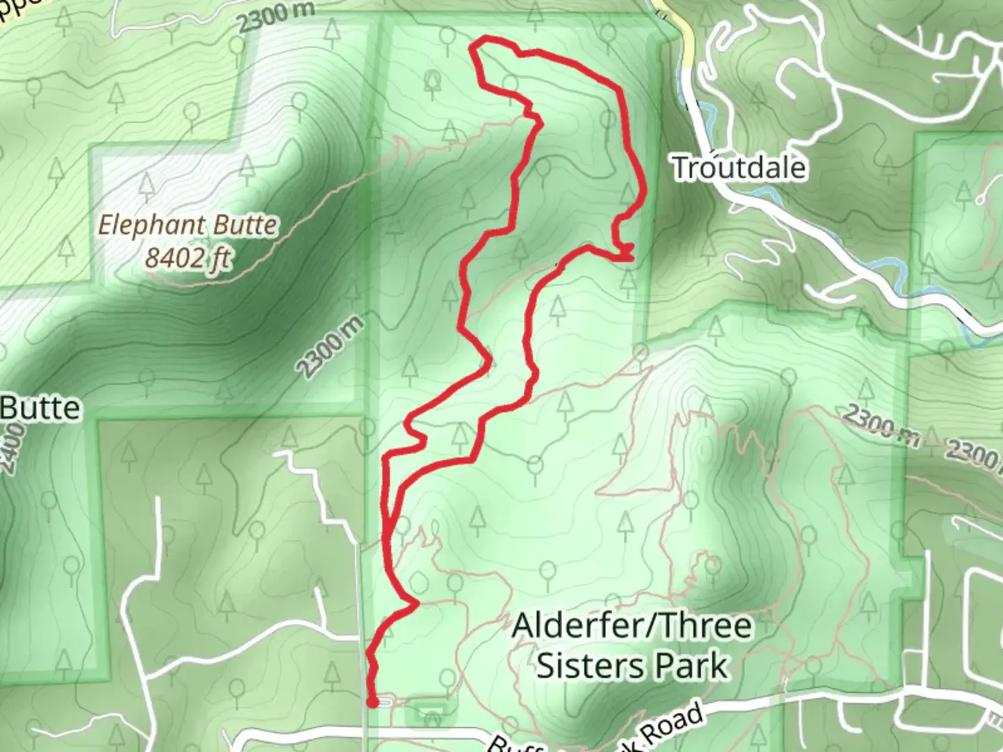 An image depicting the trail Mountain Muhly Loop Trail and its surrounding area.