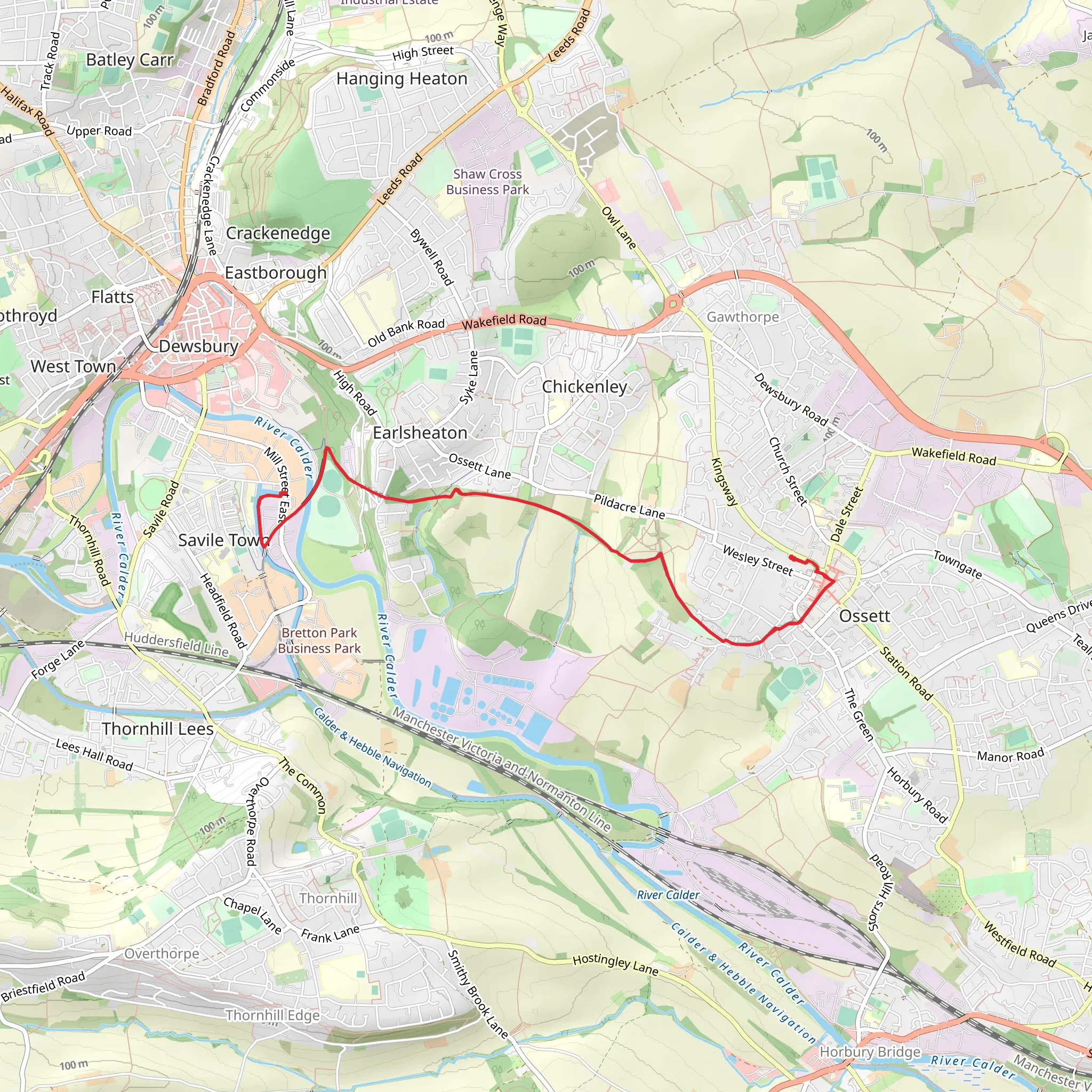 Calder and Hebble Navigation Walk - Ossett mobile static map
