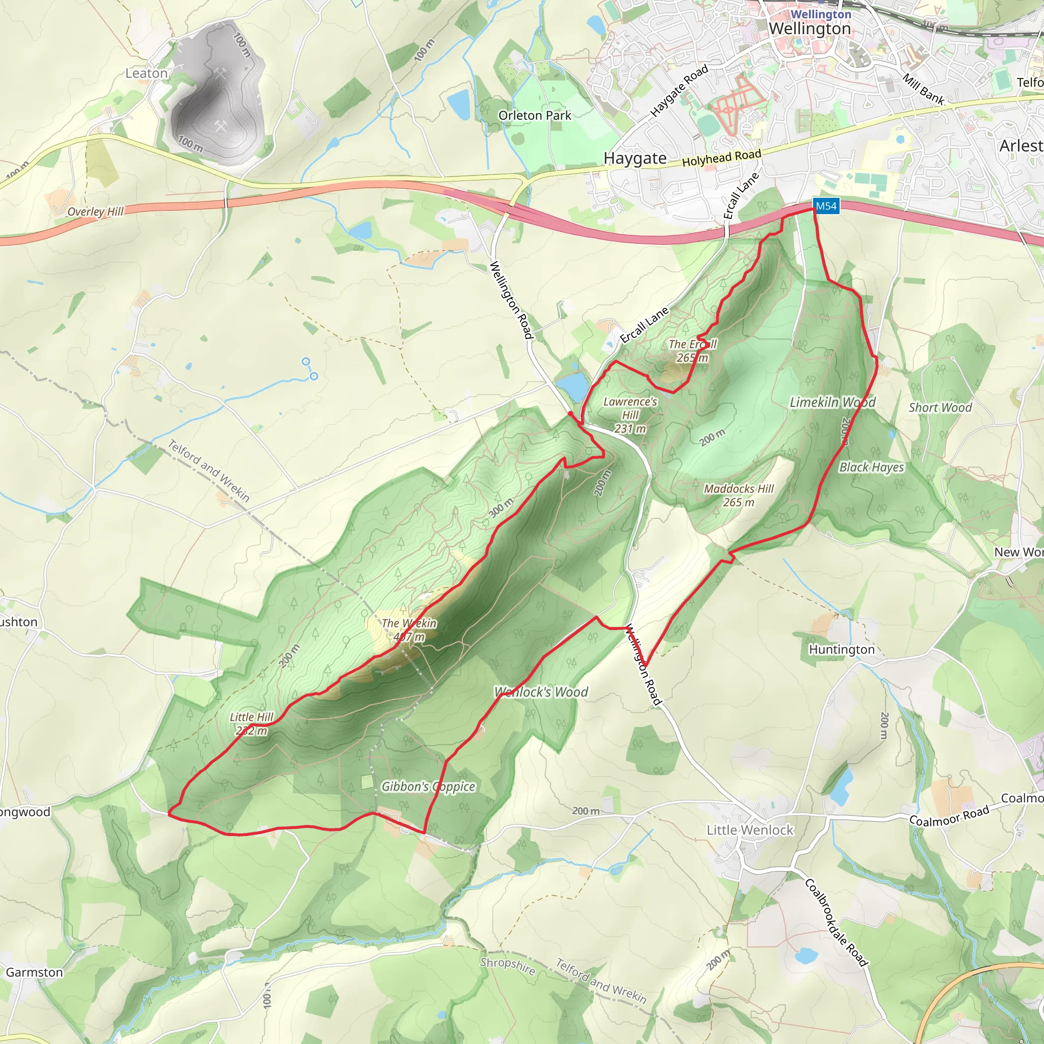 The Wrekin and the Ercall mobile static map