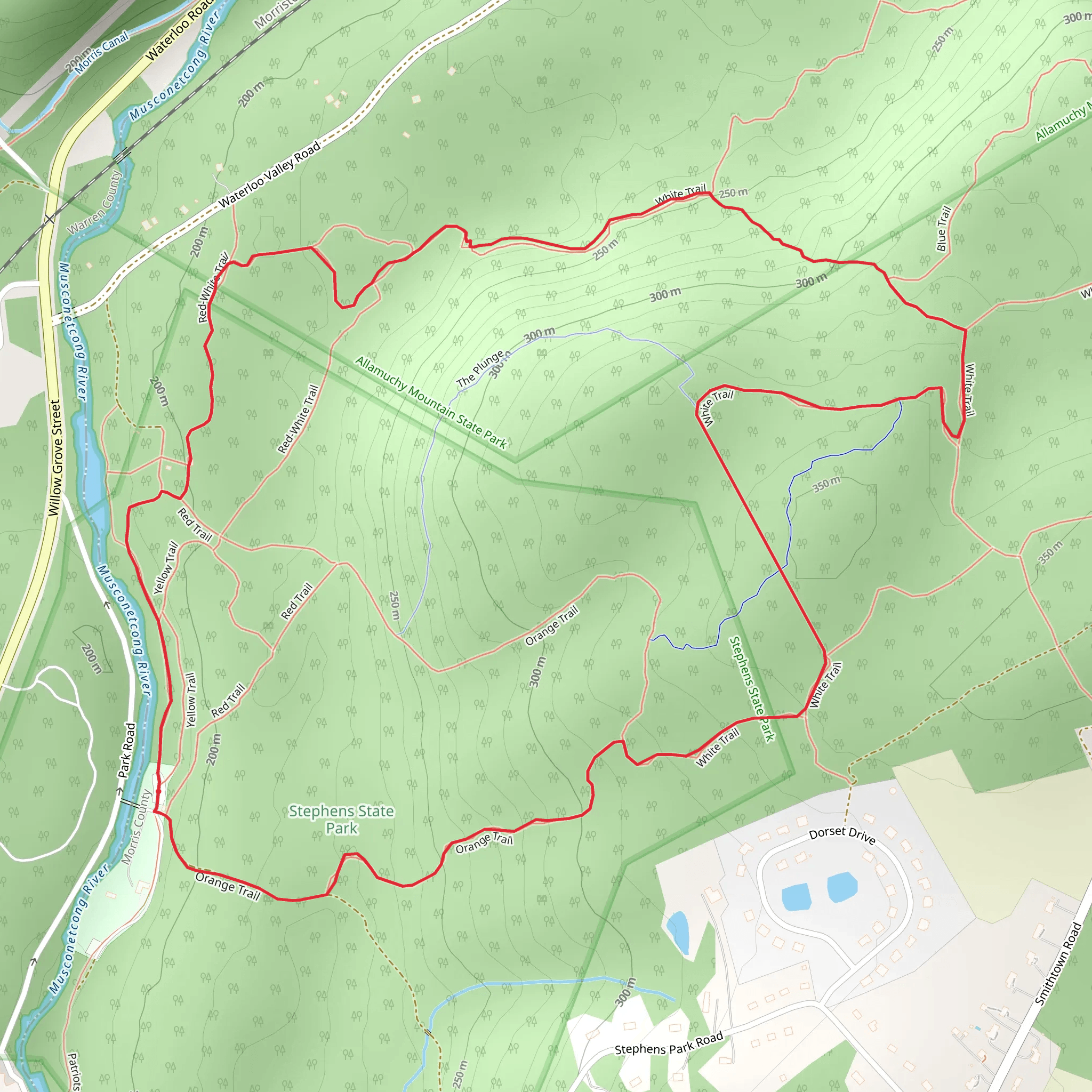 White and Orange Trail Loop from Stephens Park Road mobile static map