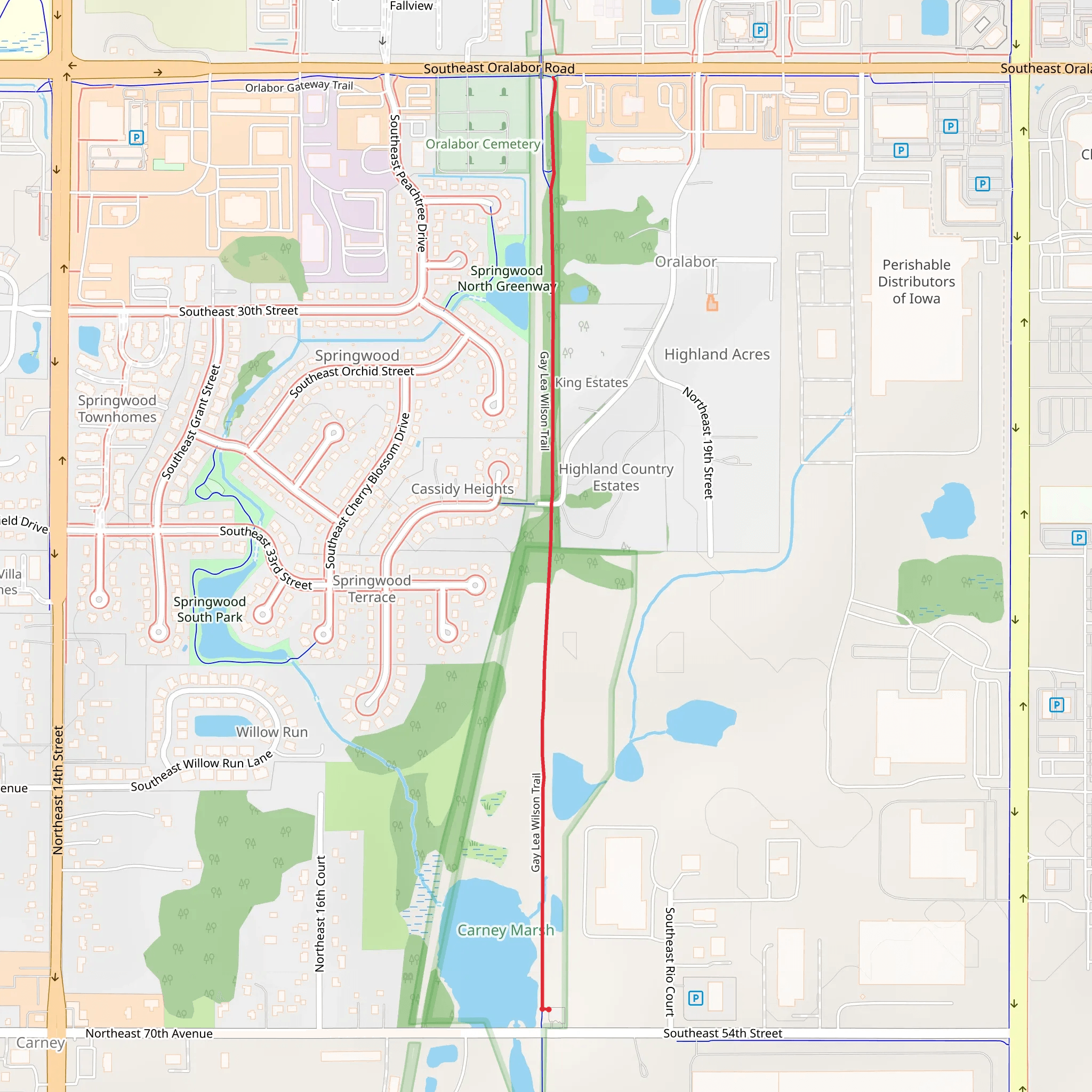Gay Lea Wilson Trail mobile static map