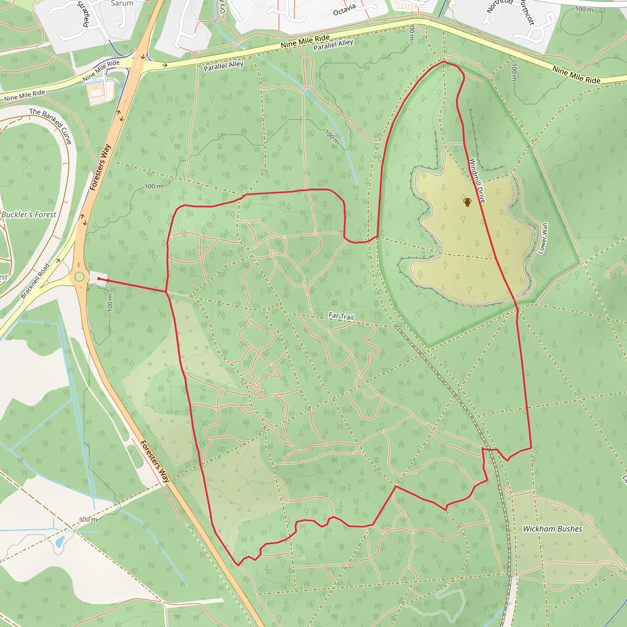 Crowthorne Wood Loop mobile static map