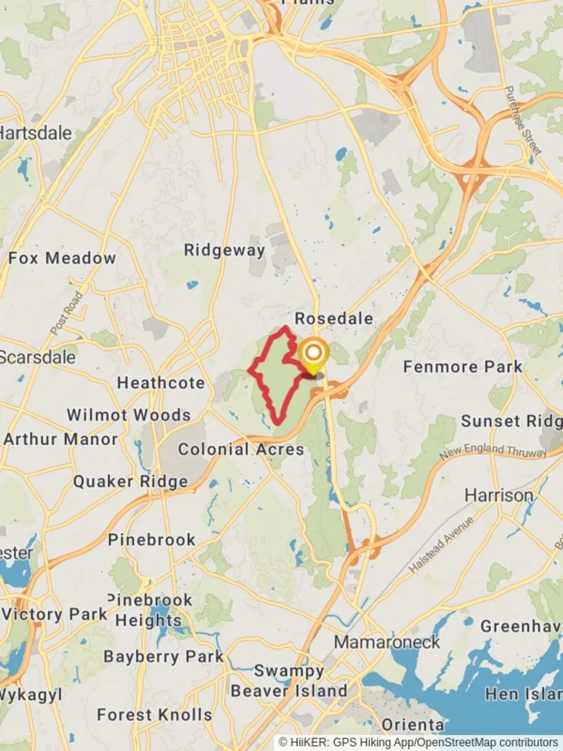 An image depicting the trail Saxon Woods Loop and its surrounding area.