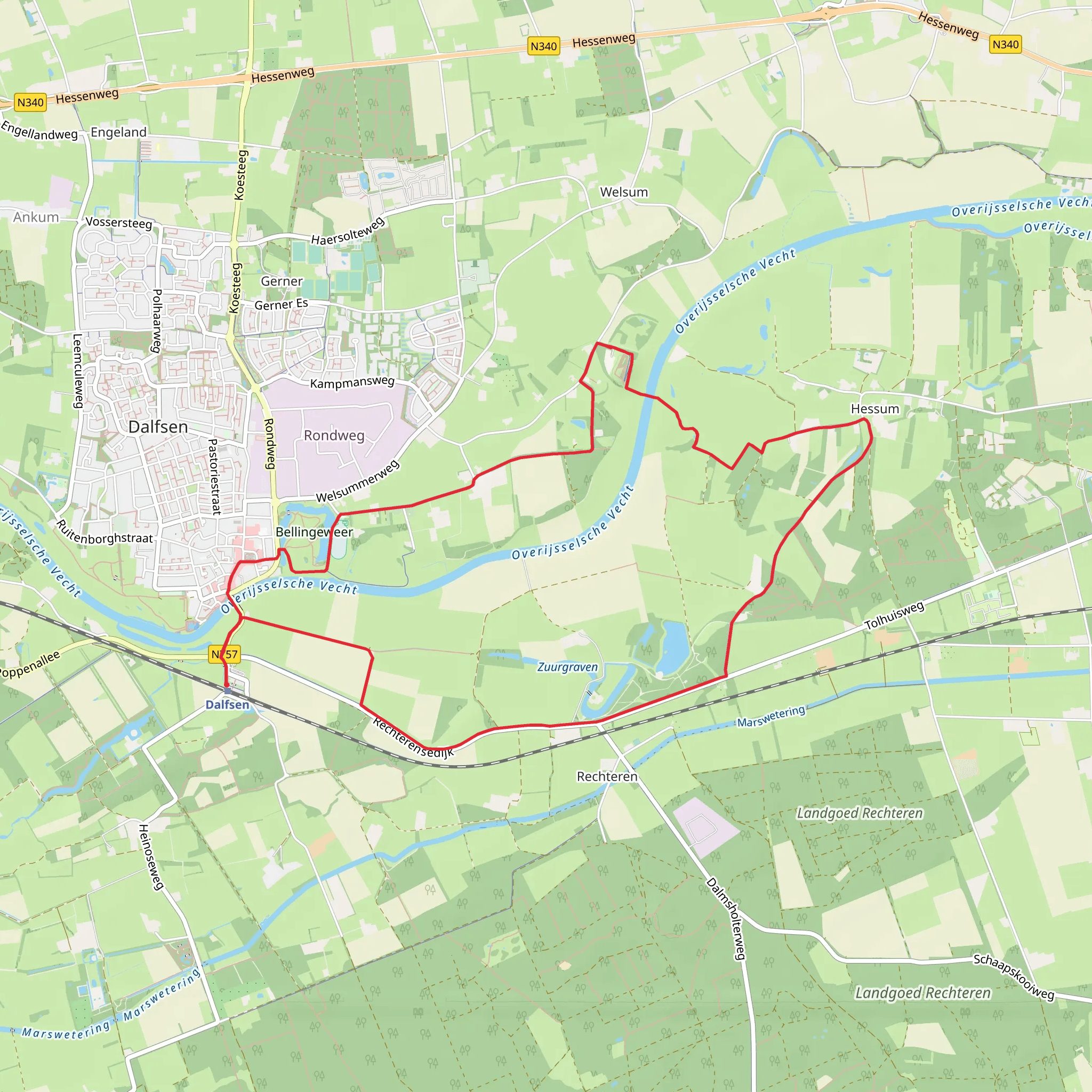 Vechtdalpad and Rechterensedijk Loop mobile static map