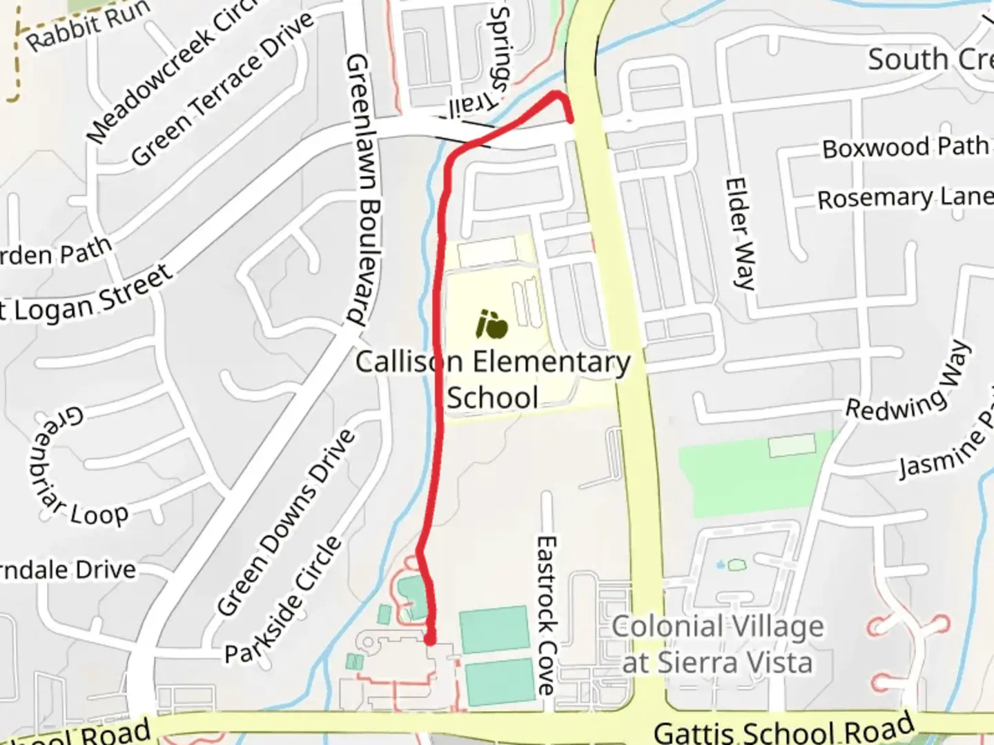 An image depicting the trail Shaylah Dame Skate Park Walk and its surrounding area.