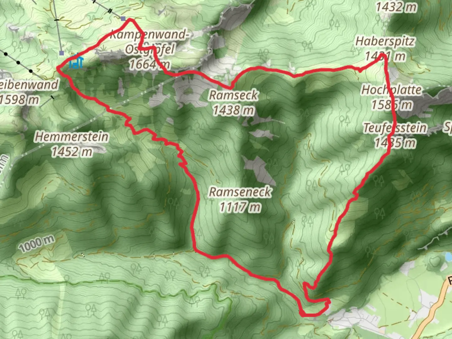An image depicting the trail Raffen, Hochalpenkopf and Hochplatte Loop from Oberau and its surrounding area.