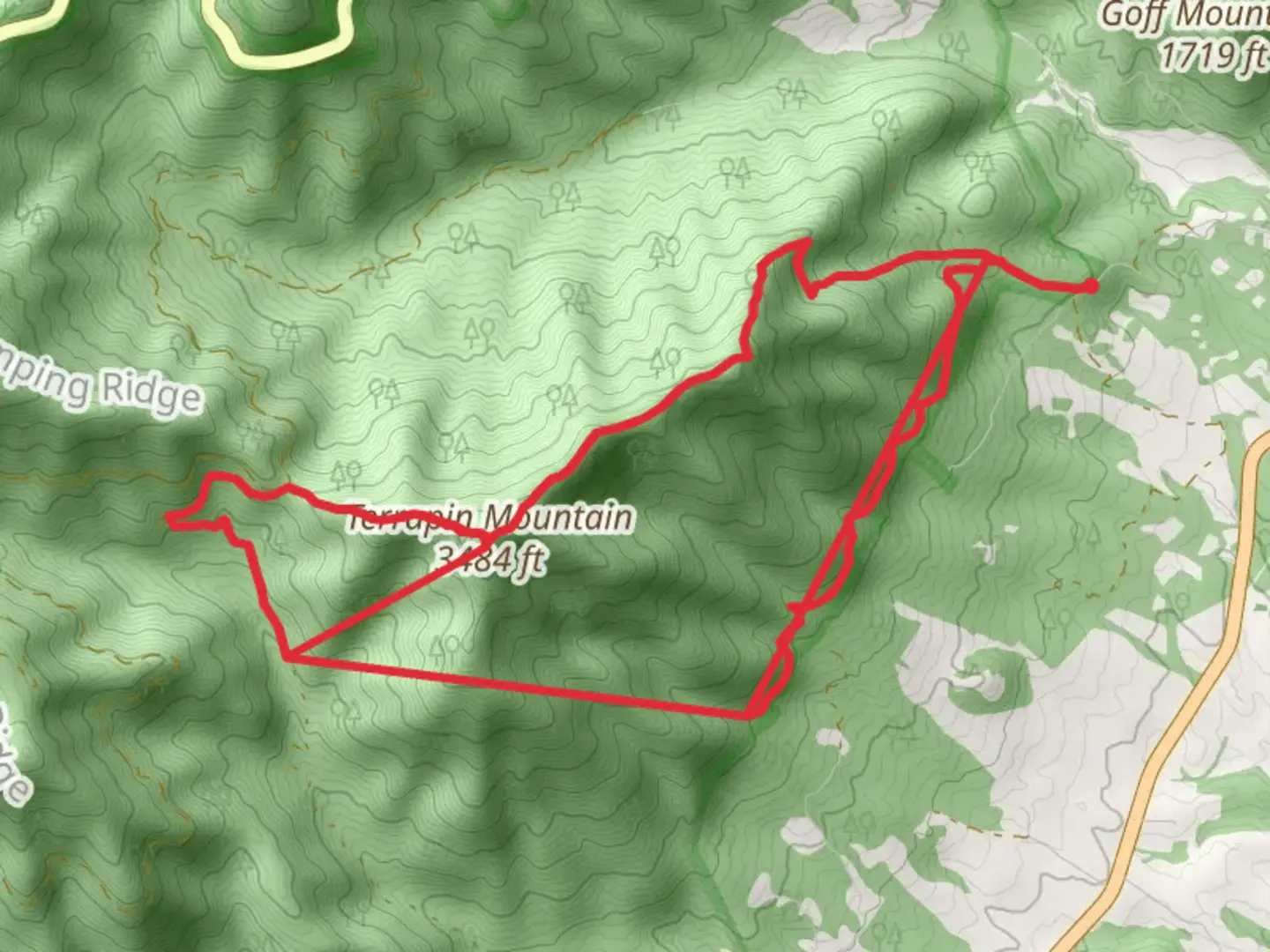 An image depicting the trail Terrapin Mountain Loop and its surrounding area.