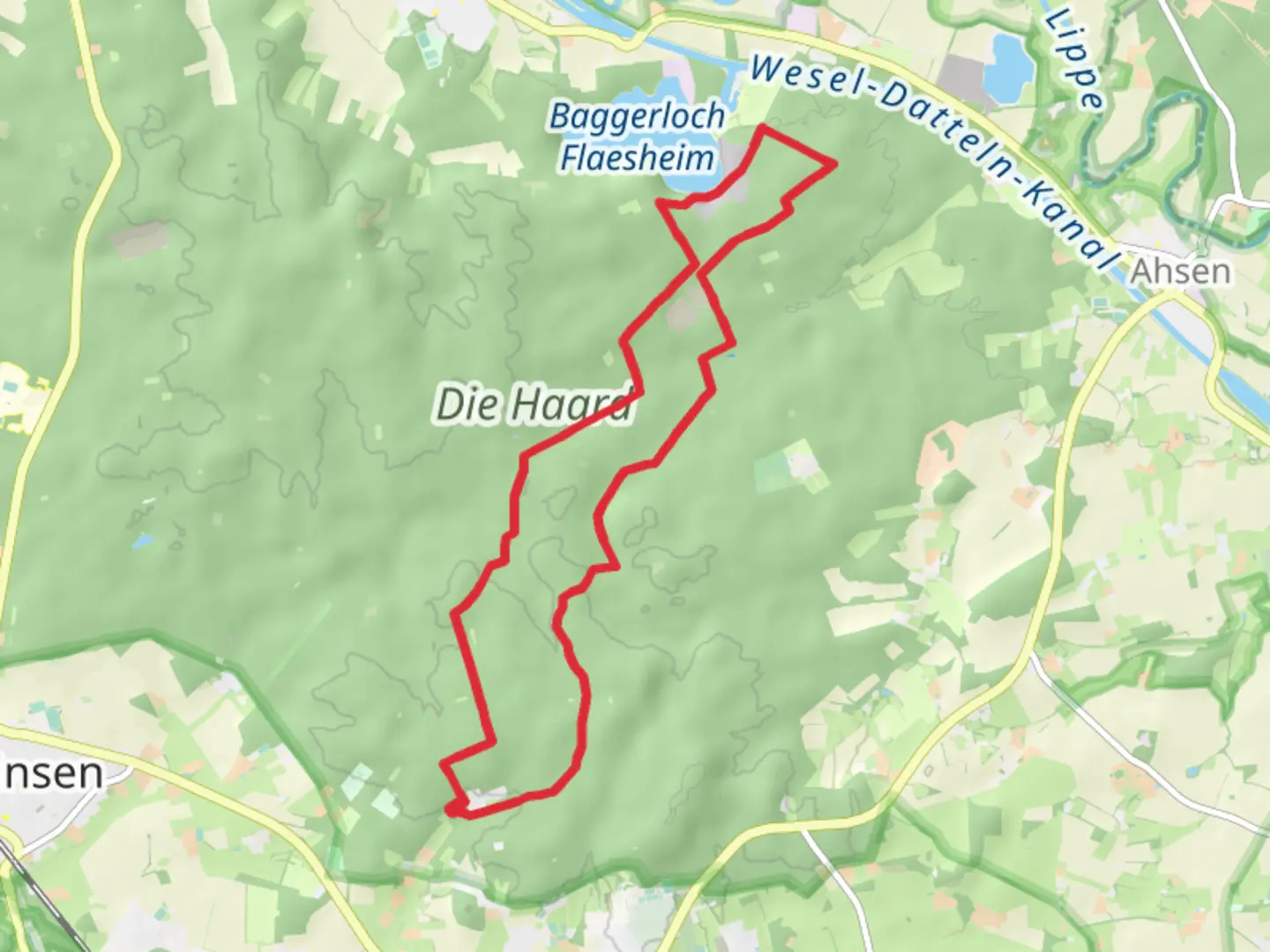 An image depicting the trail Die Haard Loop via Baggerloch Flaesheim and its surrounding area.